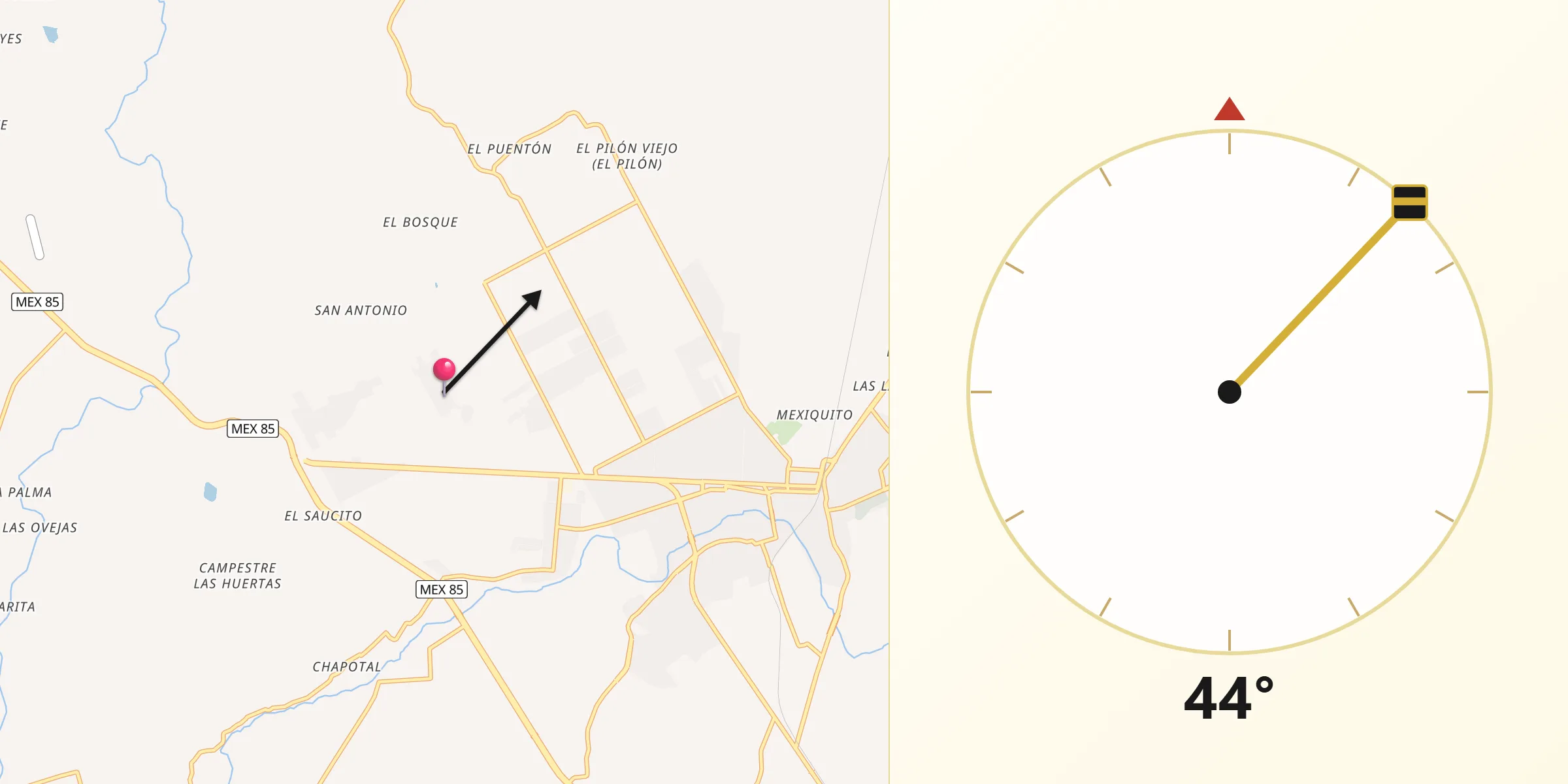 Dirección de la Qibla desde El Bajío