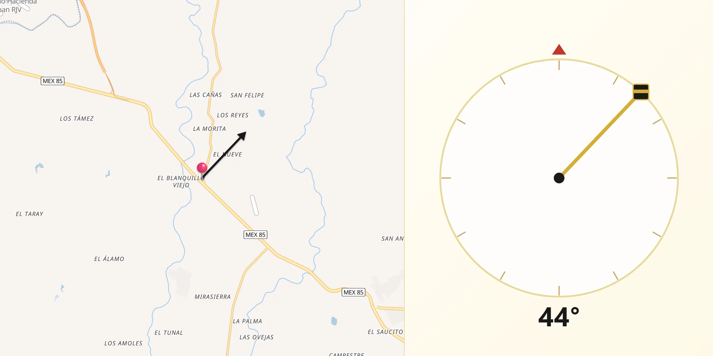 Dirección de la Qibla desde Congregación Calles