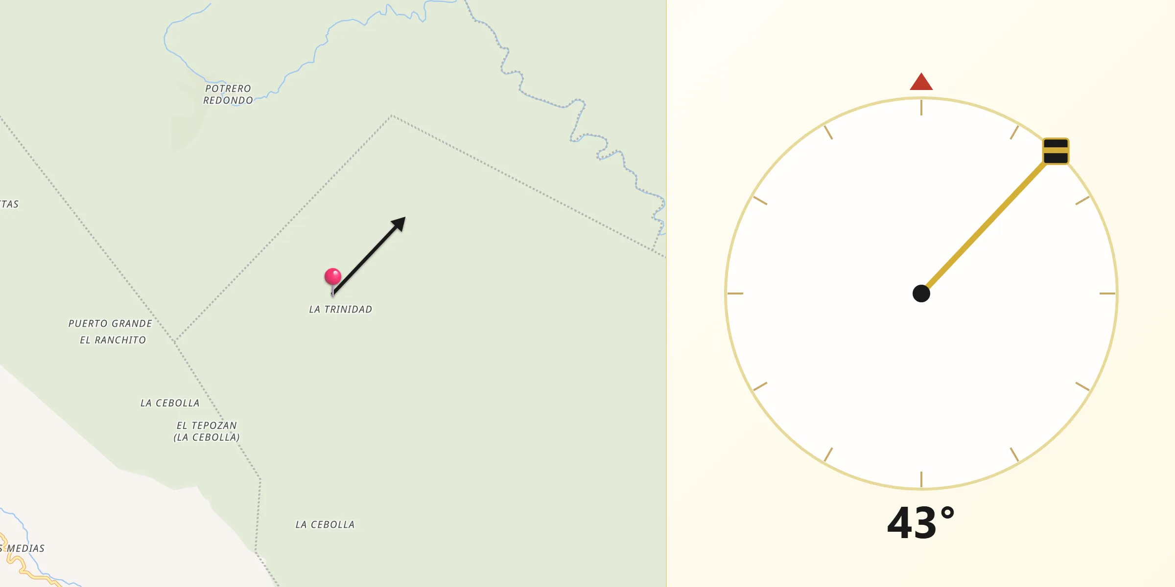 Dirección de la Qibla desde La Trinidad