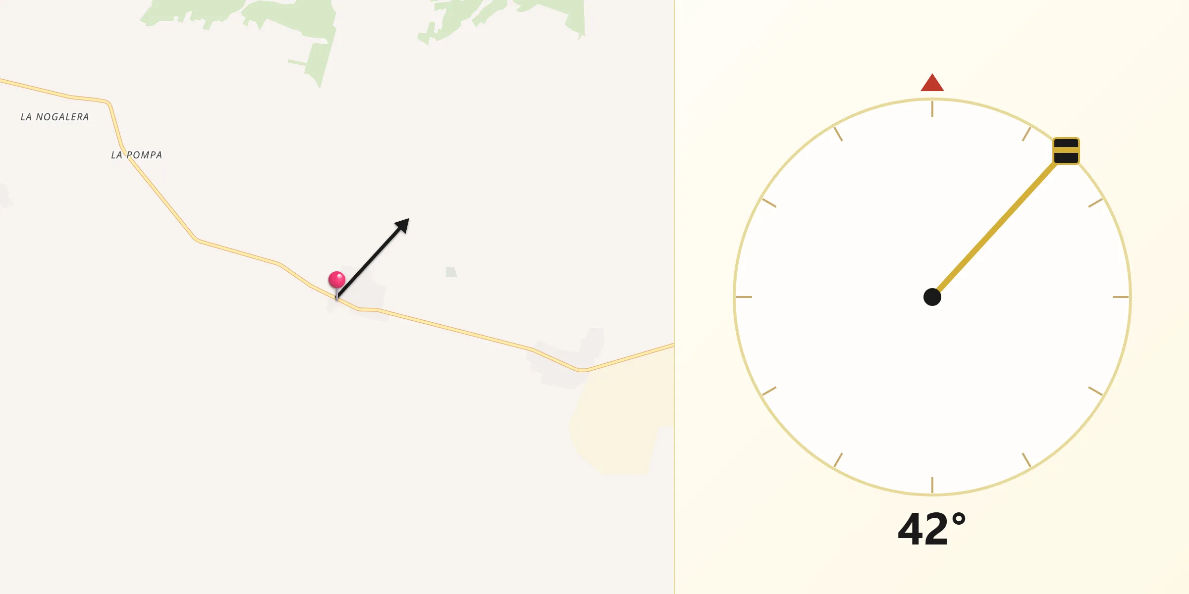 Dirección de la Qibla desde San Juan de la Vaquería