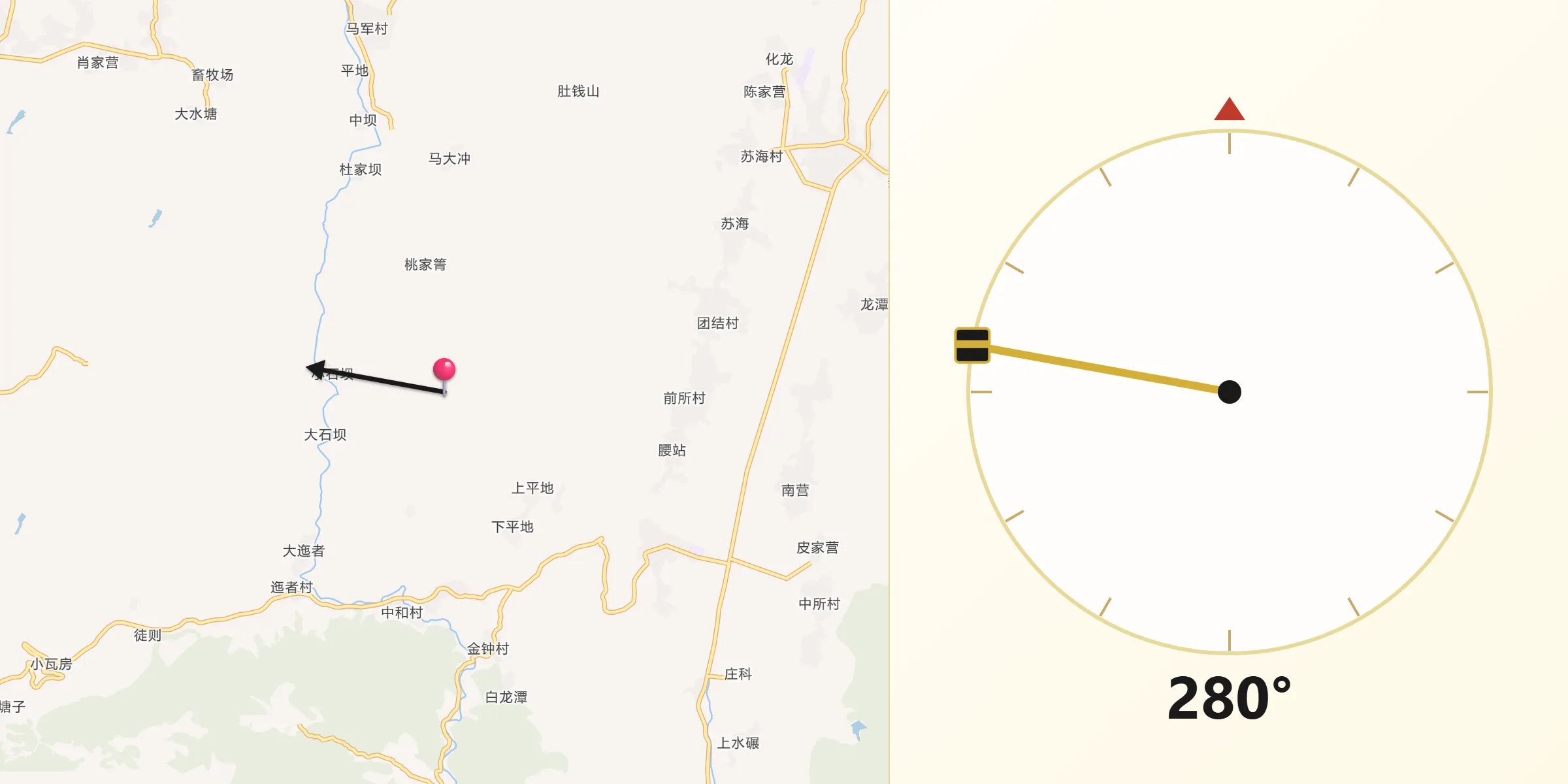 从蟠龙朝向麦加的方向