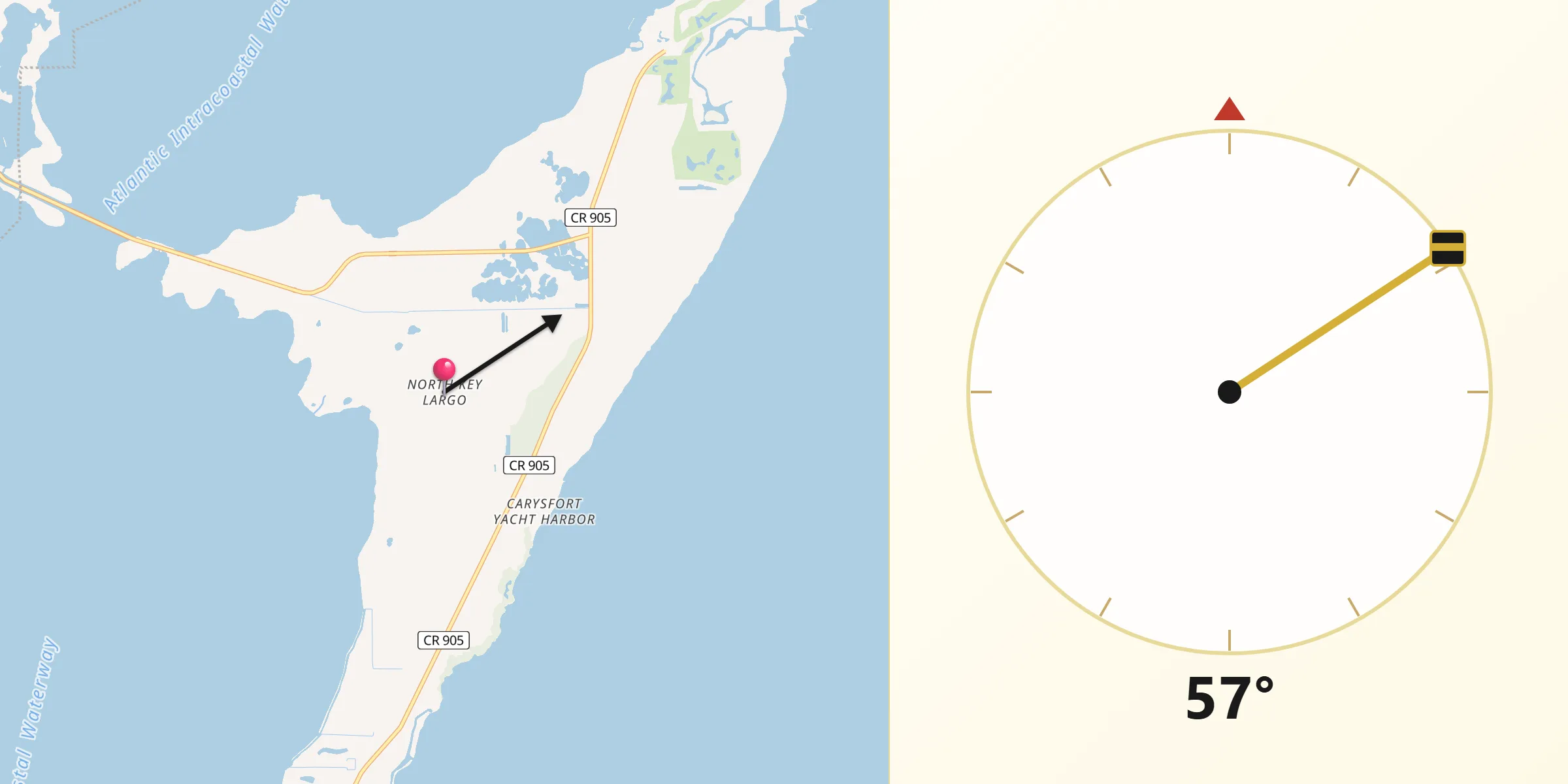 Qibla Direction from North Key Largo