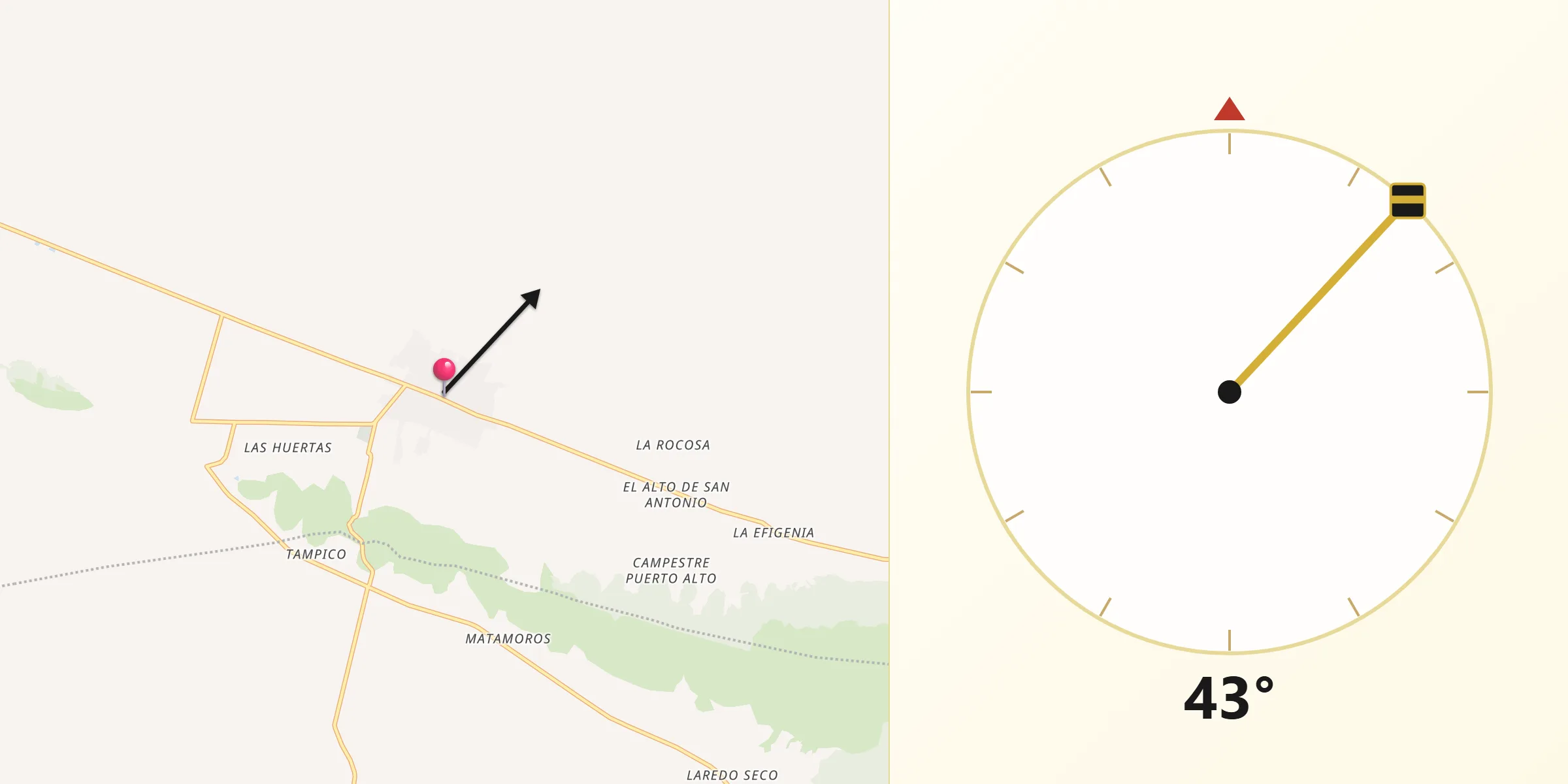 Dirección de la Qibla desde San Antonio de las Alazanas