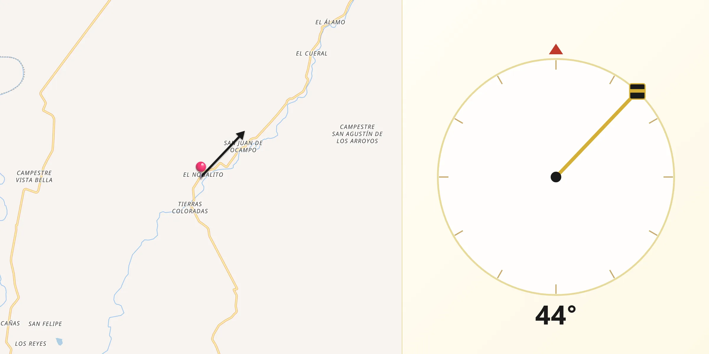 Dirección de la Qibla desde El Nogalito
