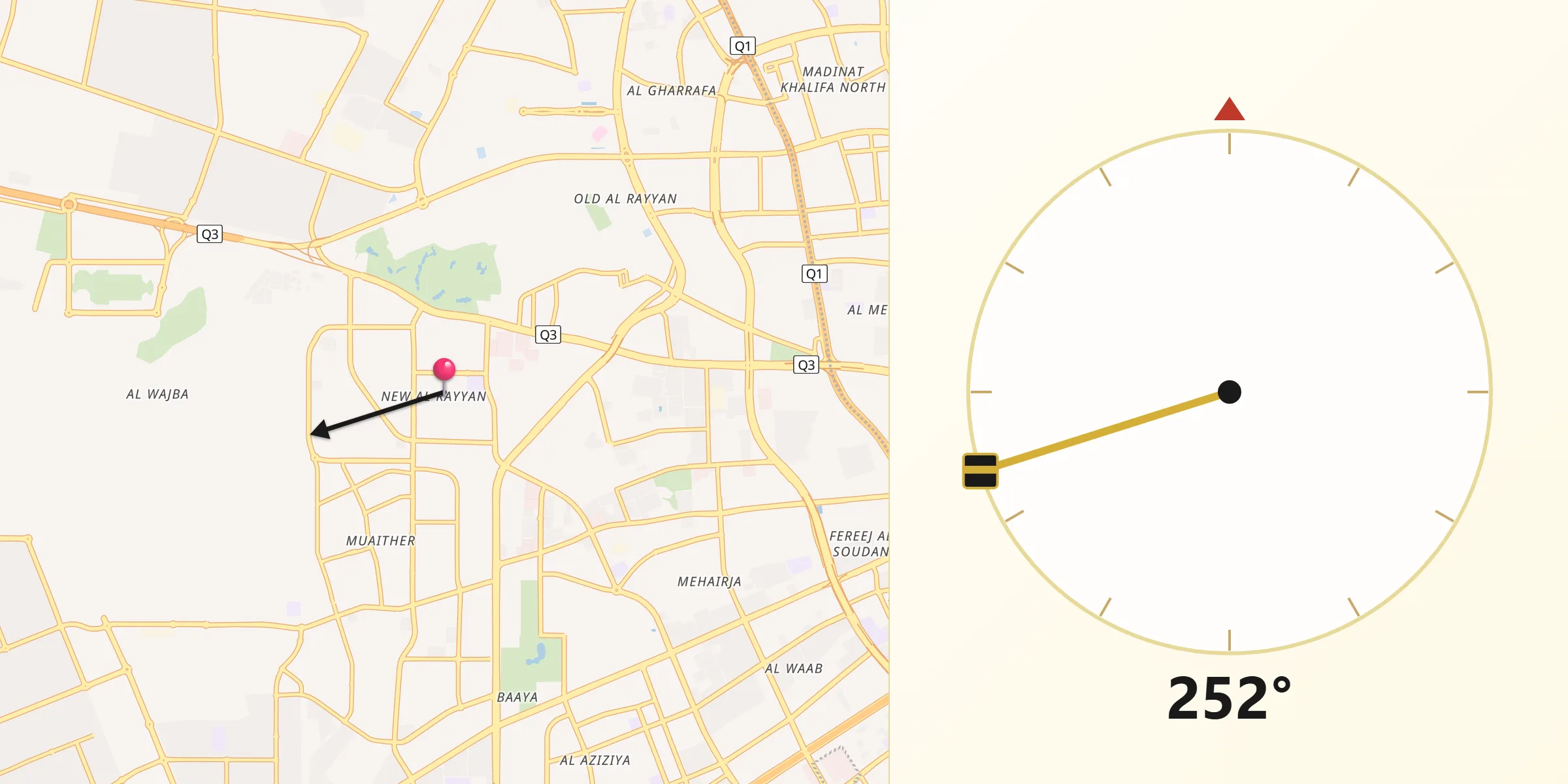 اتجاه القبلة من الريان