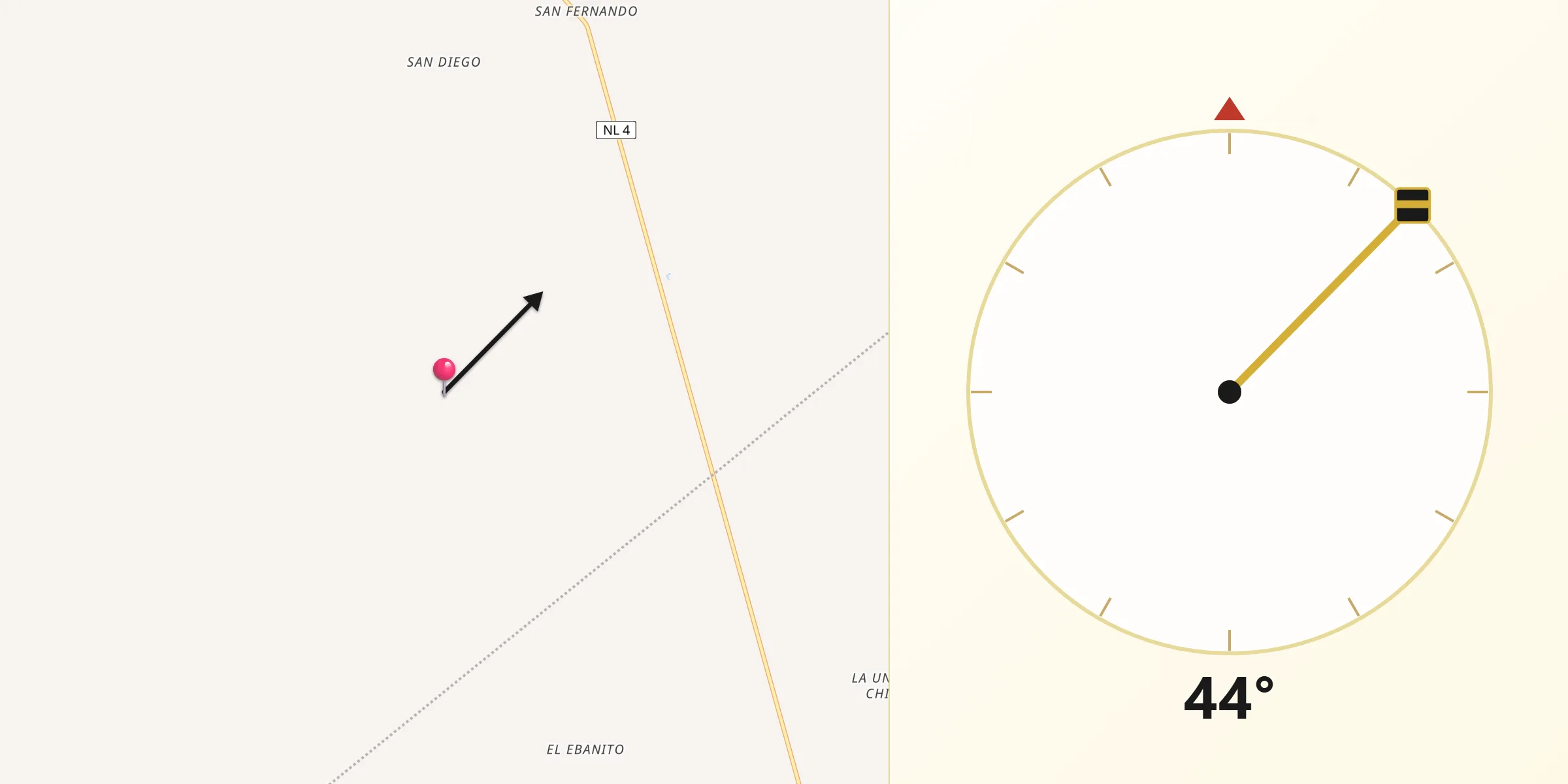 Dirección de la Qibla desde La Campana