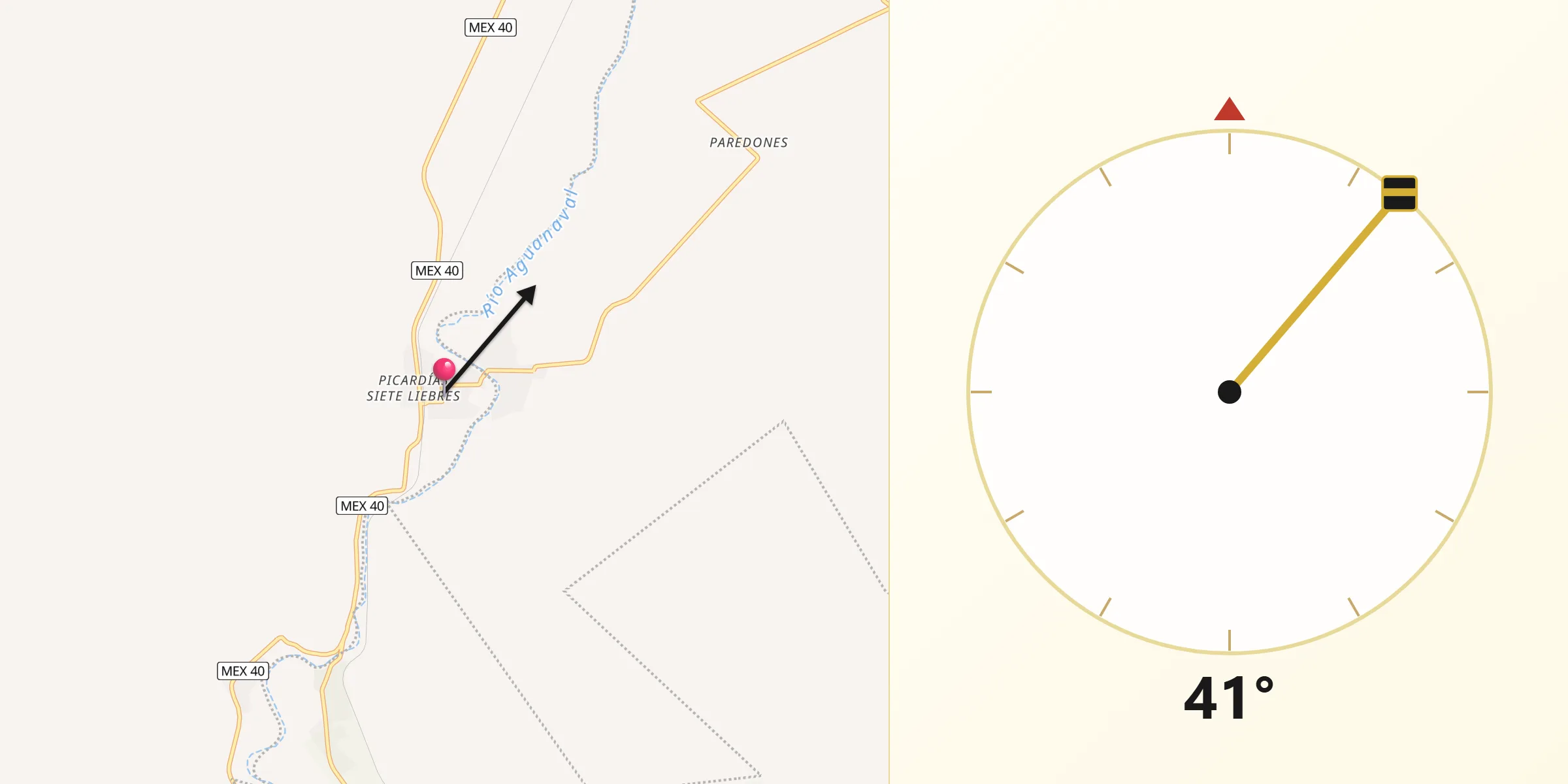 Dirección de la Qibla desde Picardías