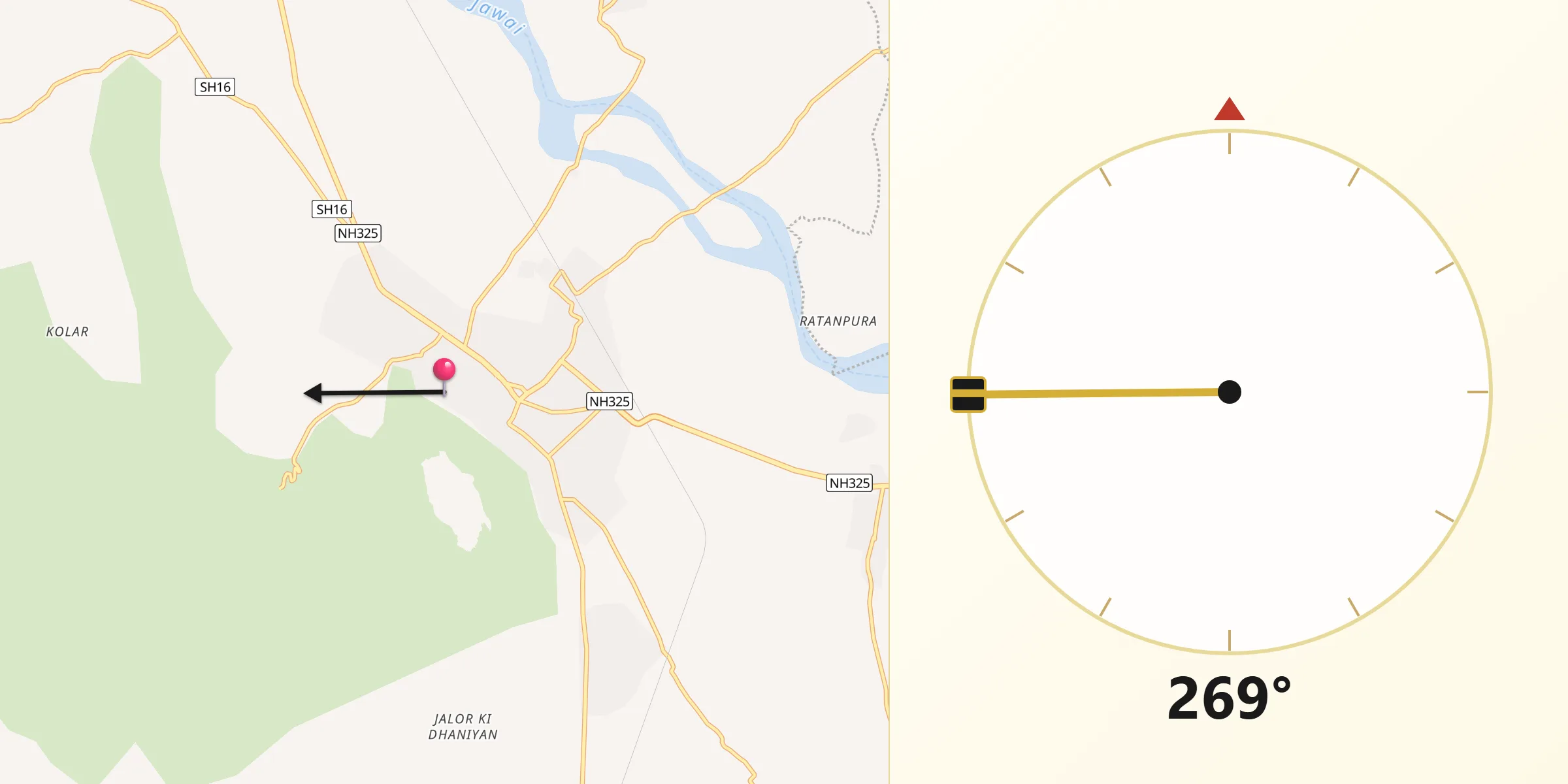 Qibla Direction from Jalor
