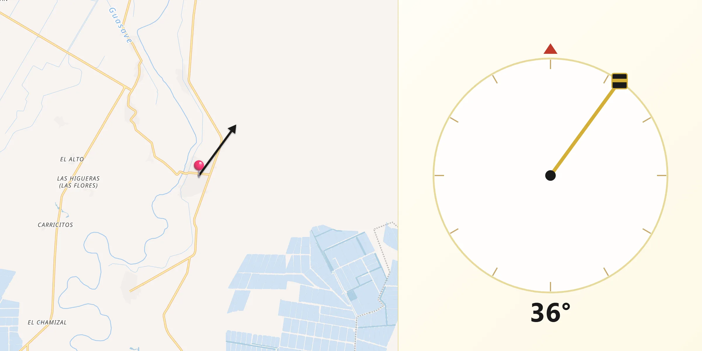 Dirección de la Qibla desde La Brecha