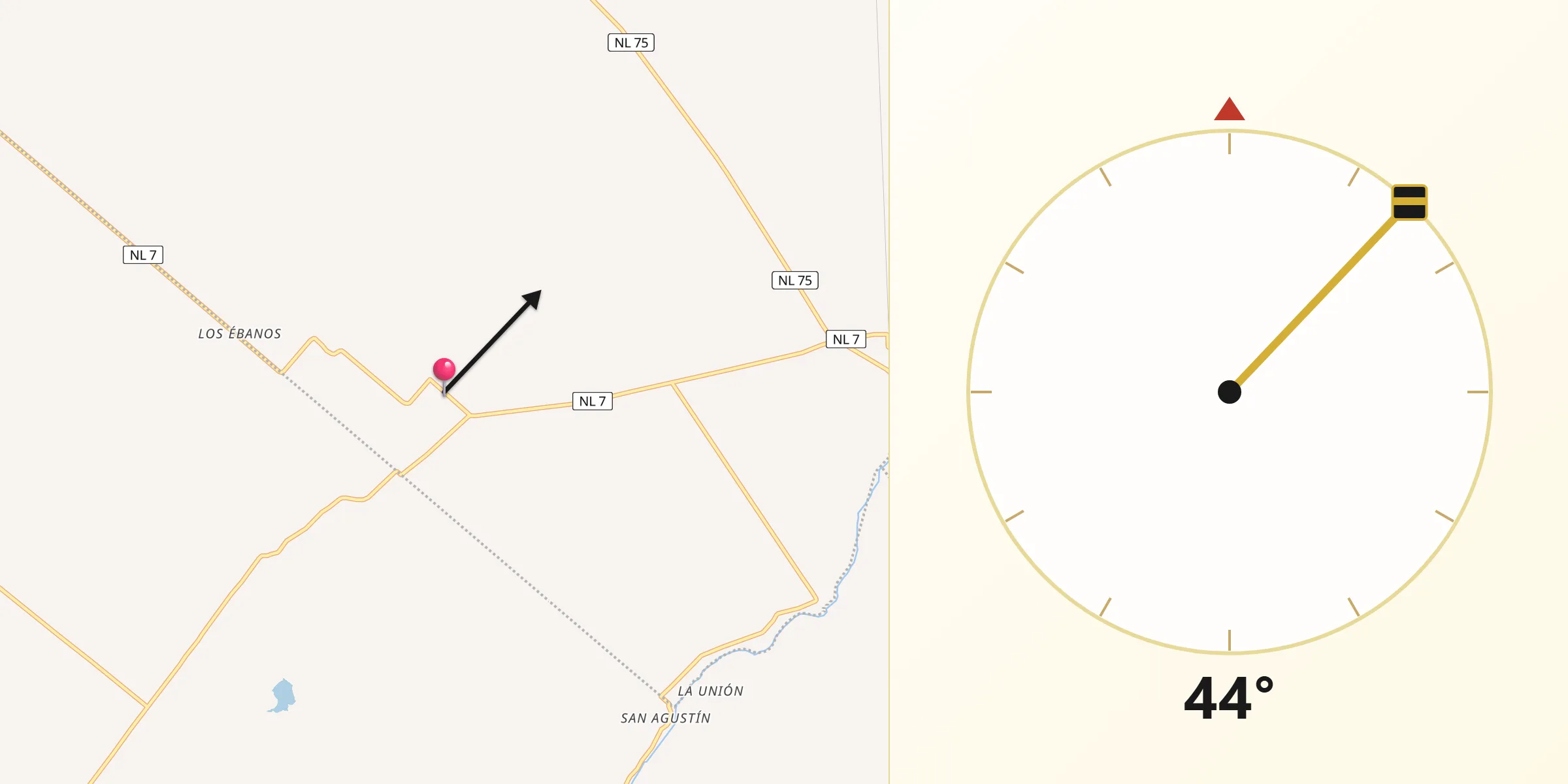 Dirección de la Qibla desde El Barco