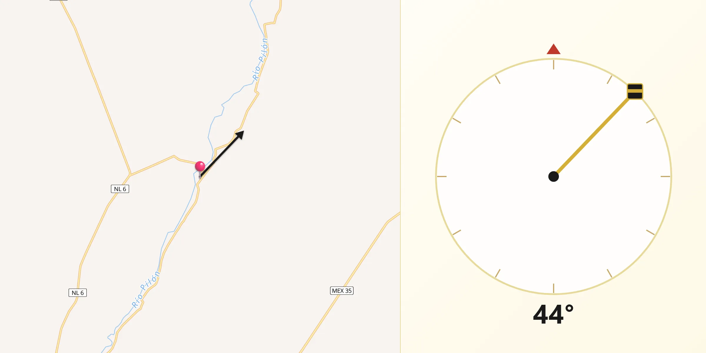 Dirección de la Qibla desde Las Brisas