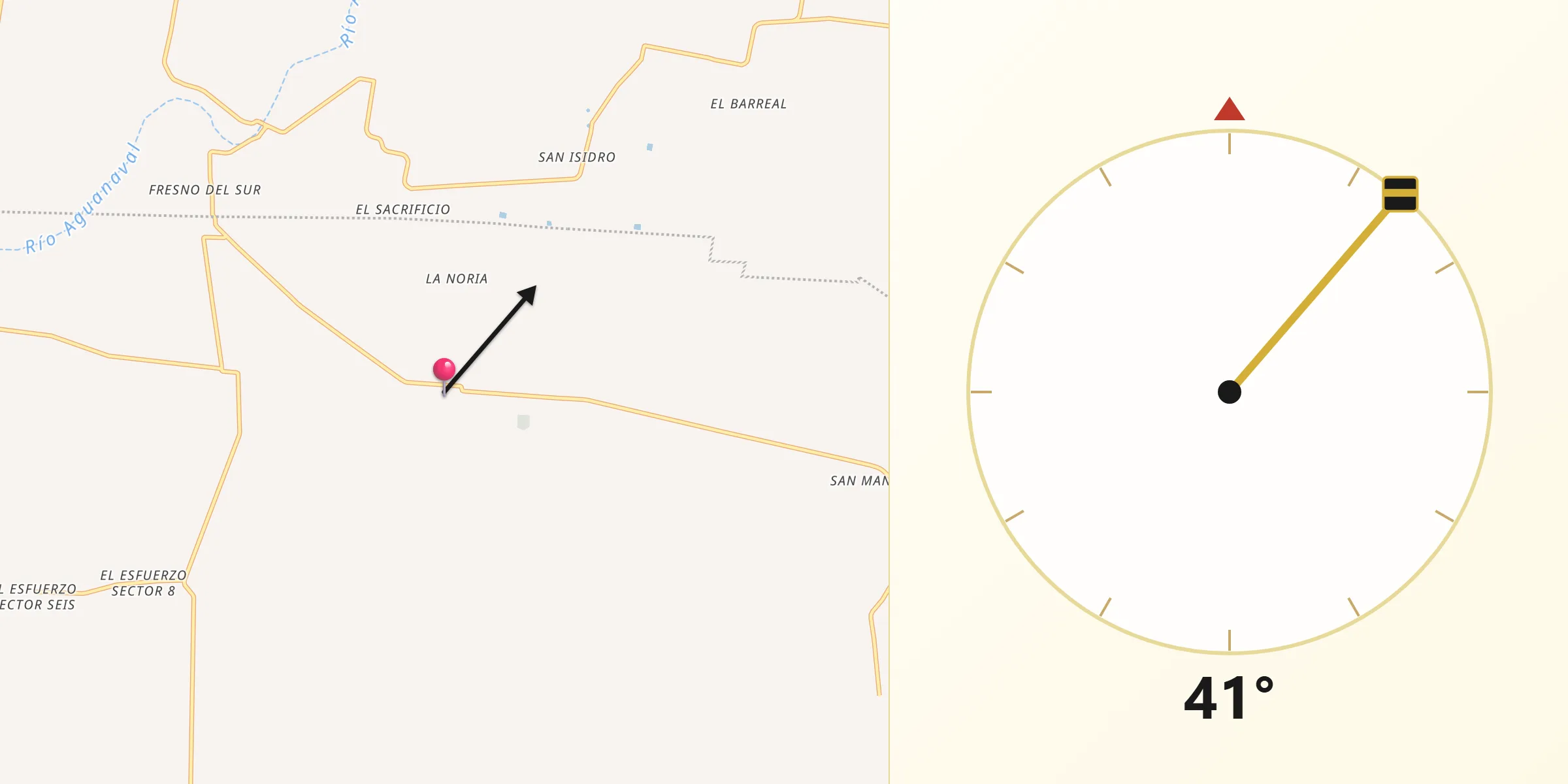 Dirección de la Qibla desde Gilita
