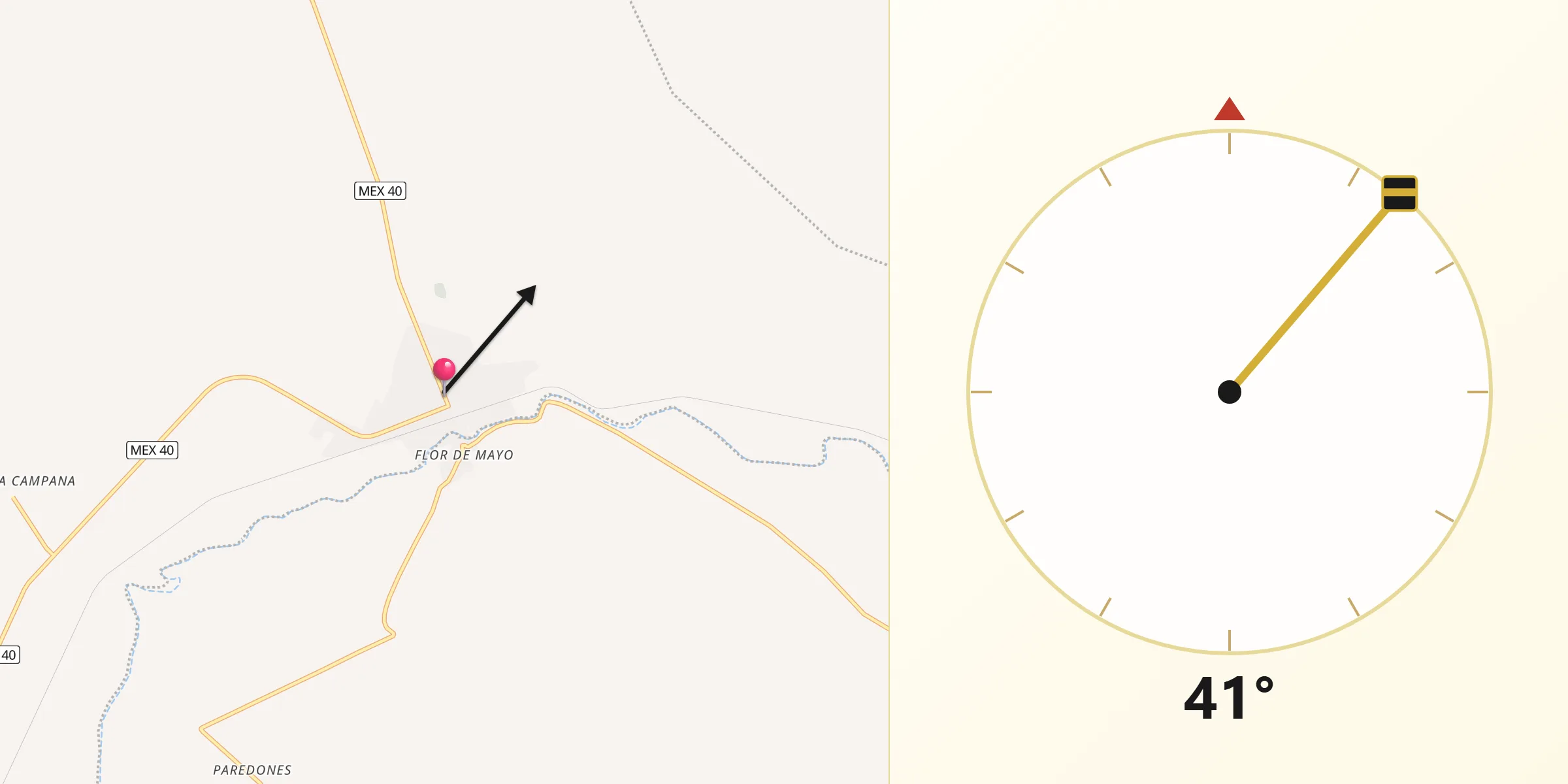 Dirección de la Qibla desde Nazareno