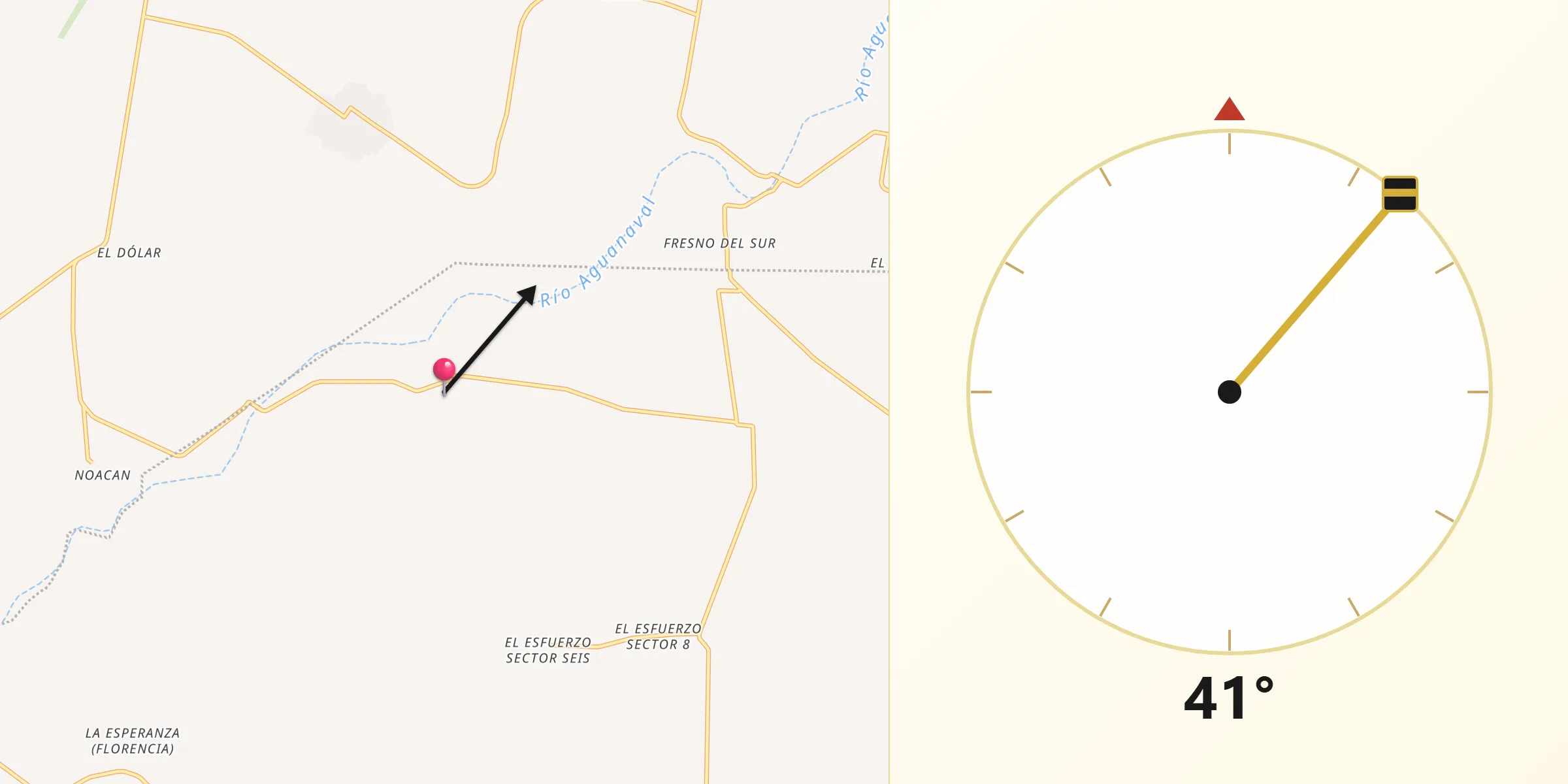 Dirección de la Qibla desde Las Mieleras