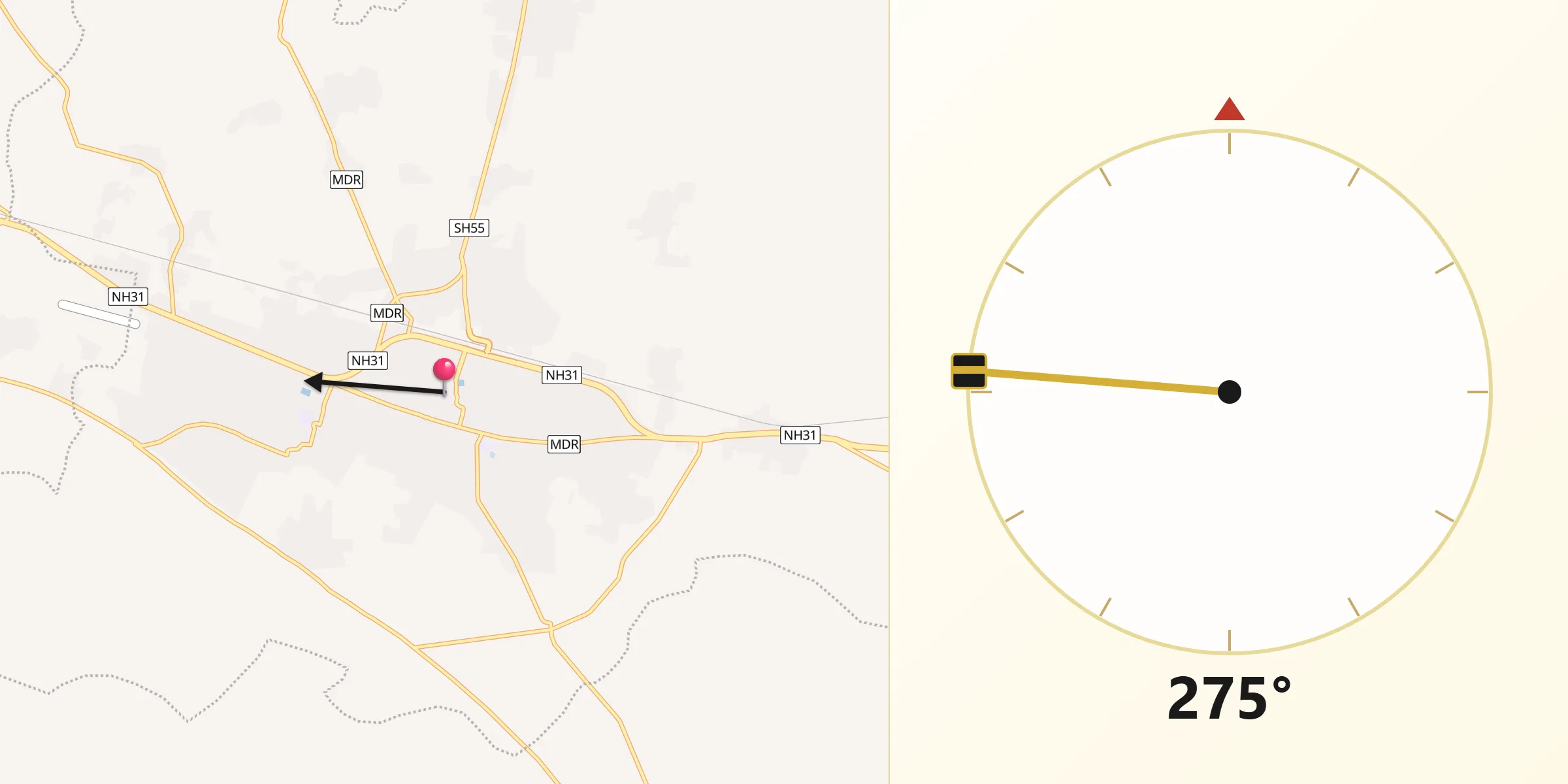 Qibla Direction from Begusarai