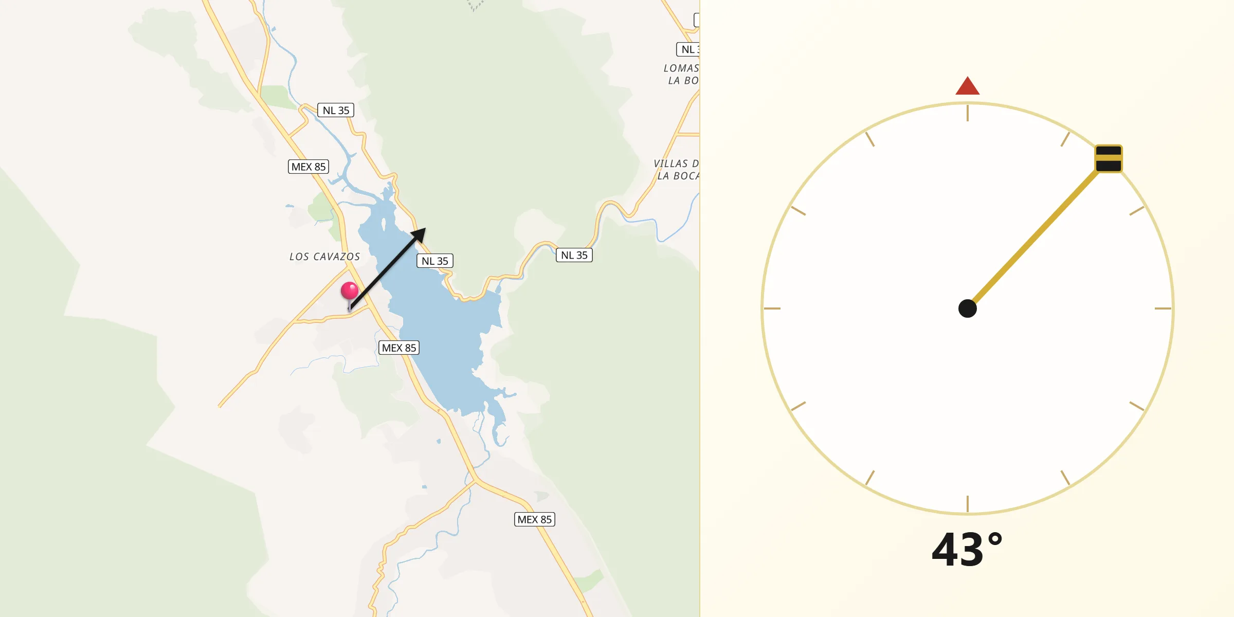 Dirección de la Qibla desde Santiago