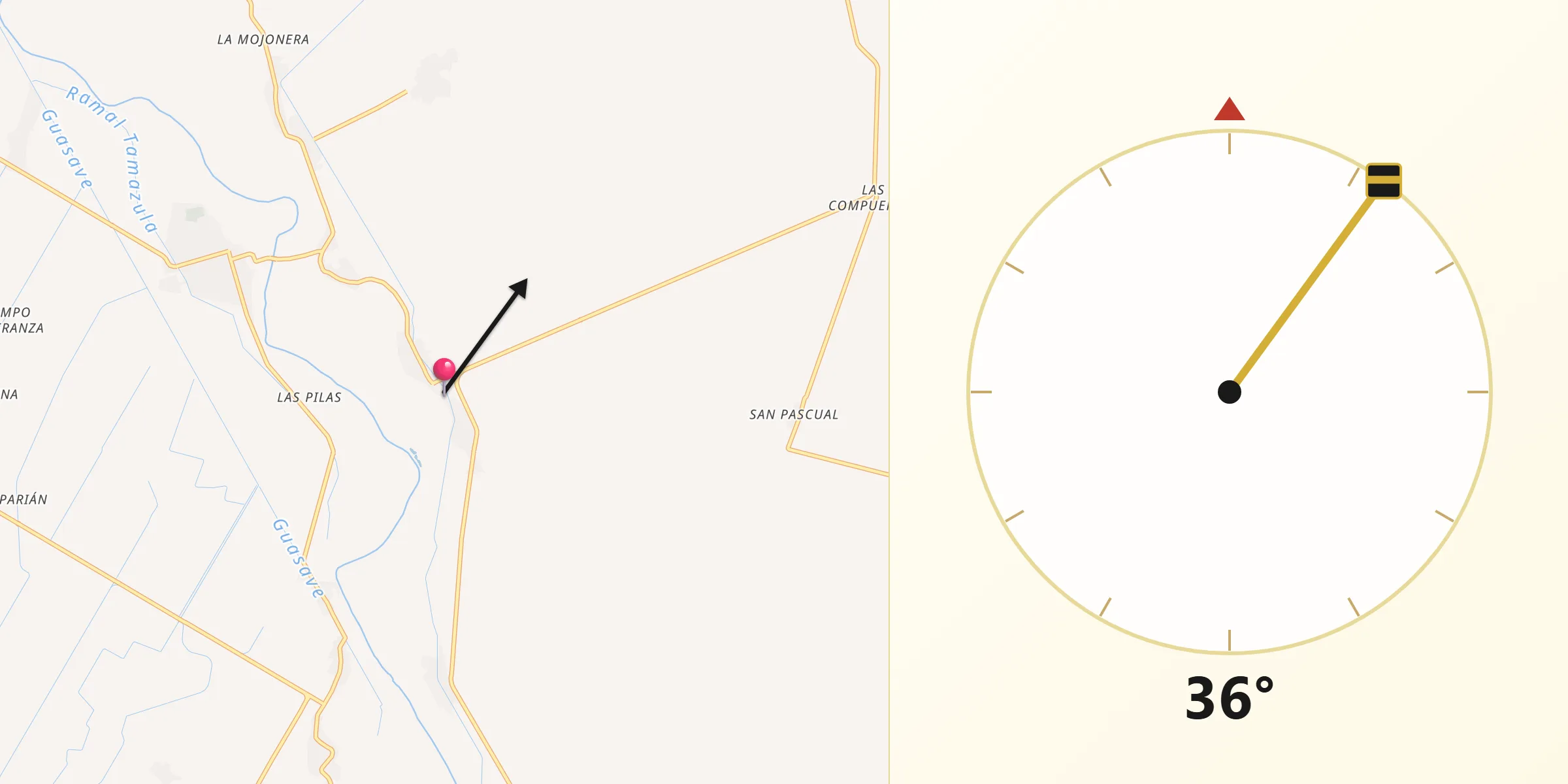 Dirección de la Qibla desde Casa Blanca
