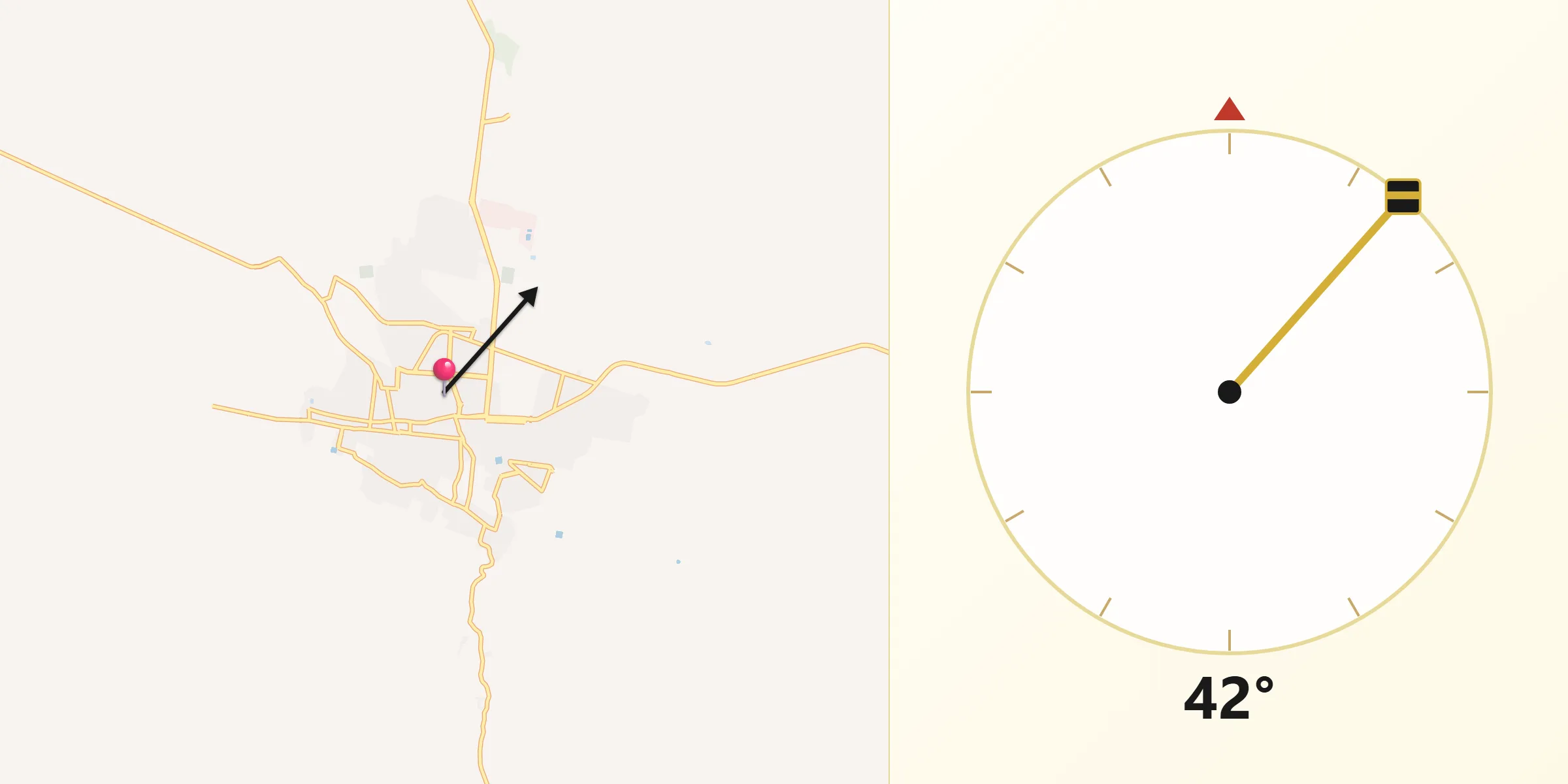 Dirección de la Qibla desde Parras de la Fuente