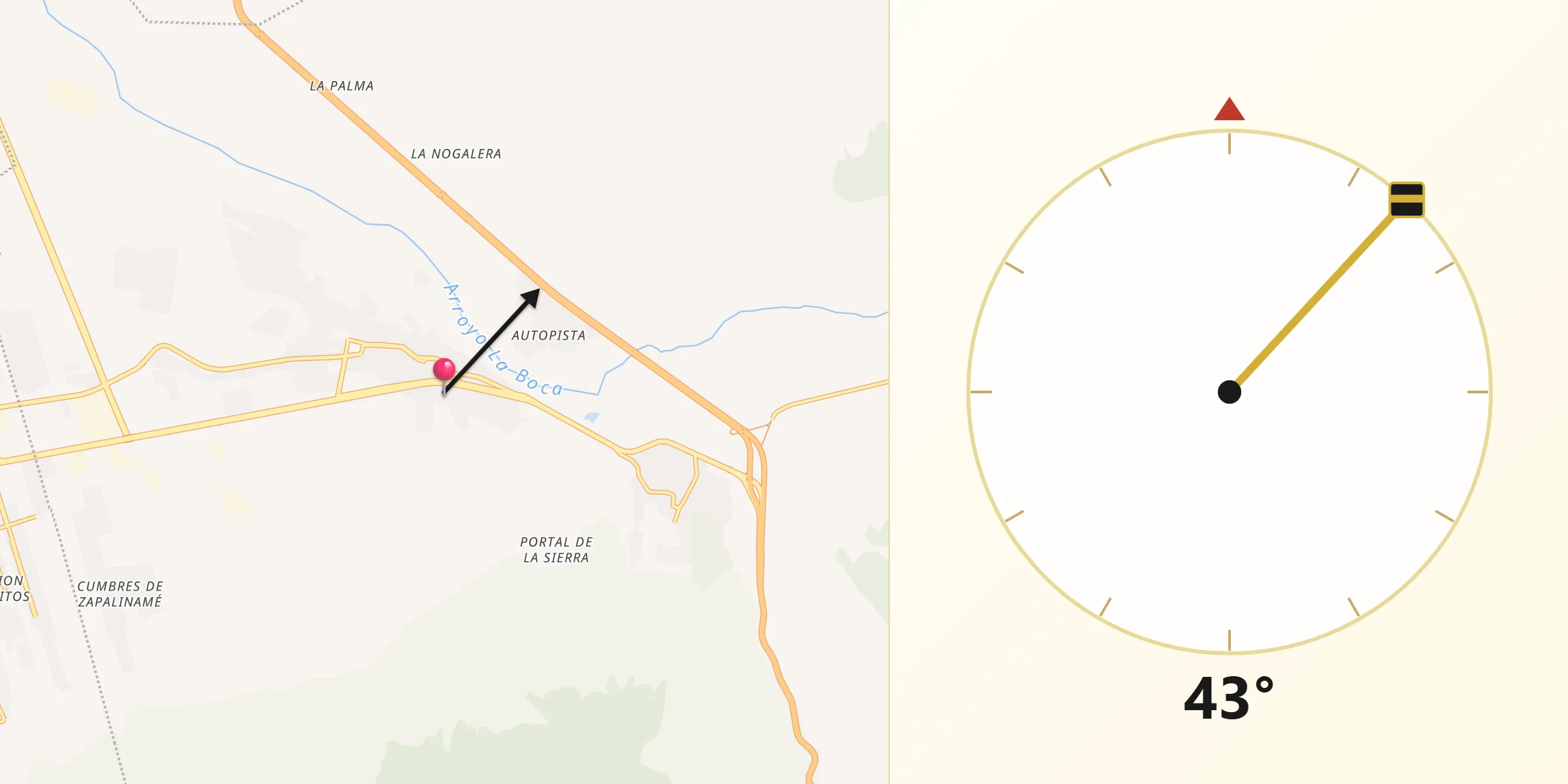 Dirección de la Qibla desde Arteaga
