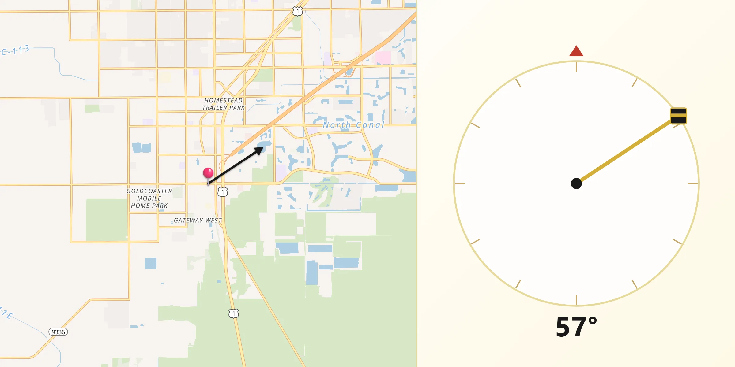 Qibla Direction from Florida City