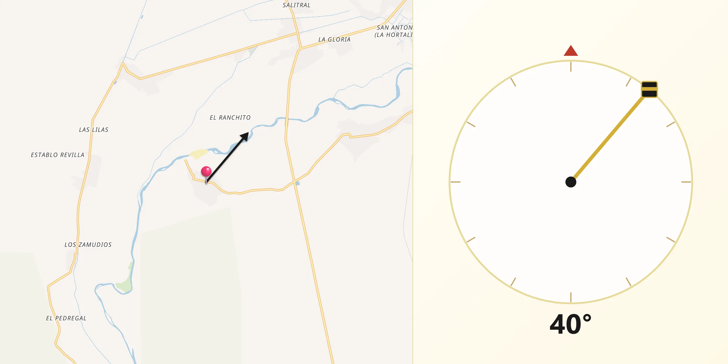 Dirección de la Qibla desde Sapioris