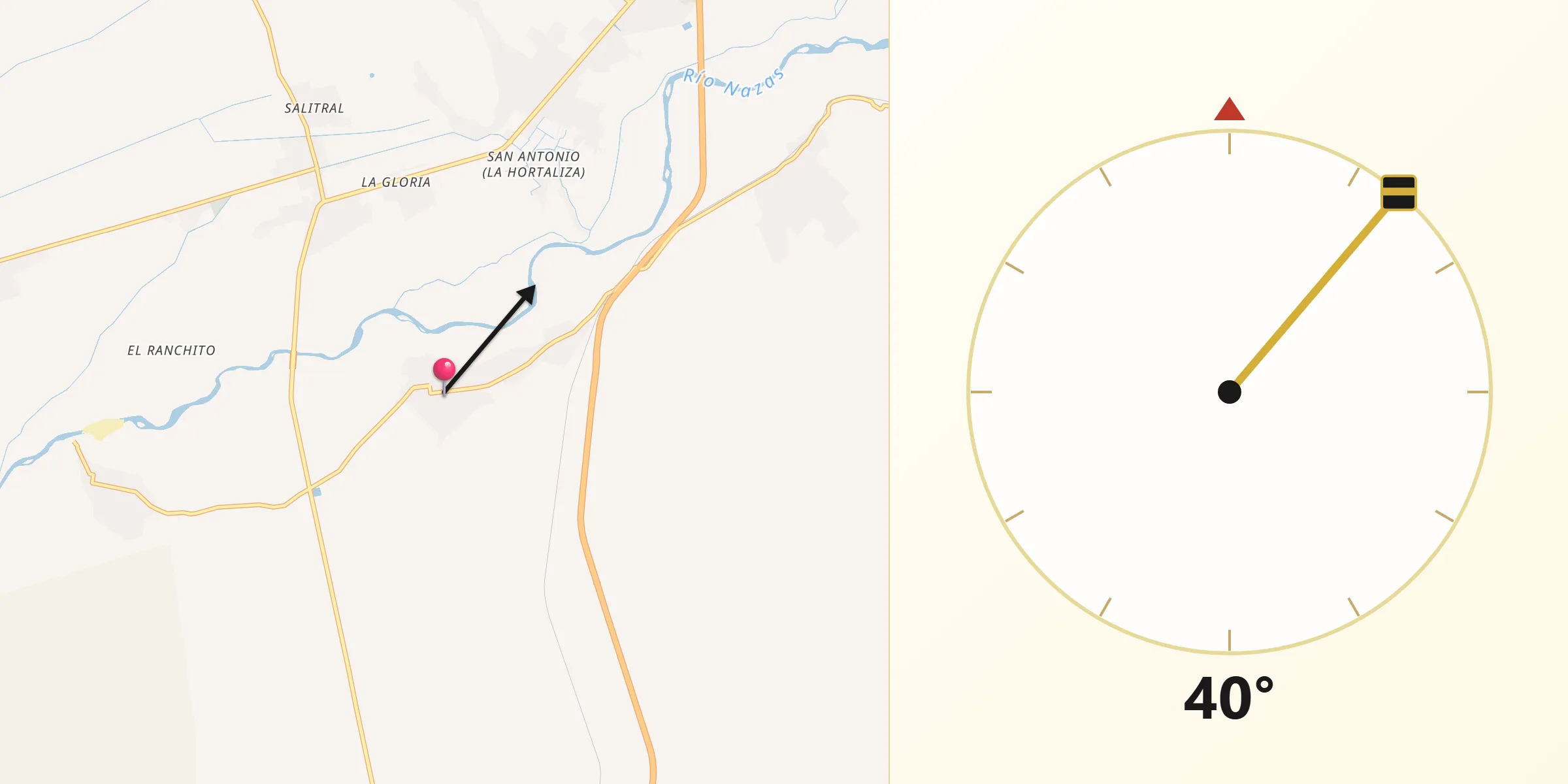 Dirección de la Qibla desde La Loma