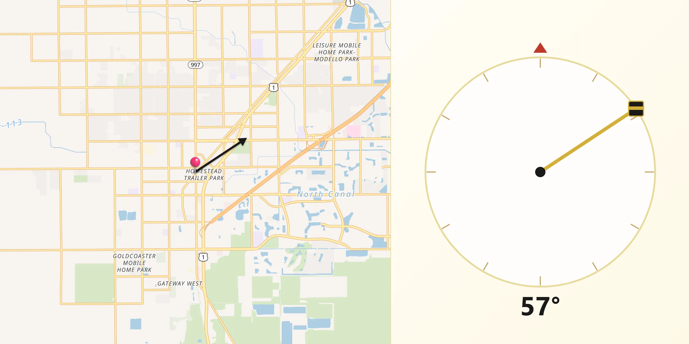 Qibla Direction from Homestead