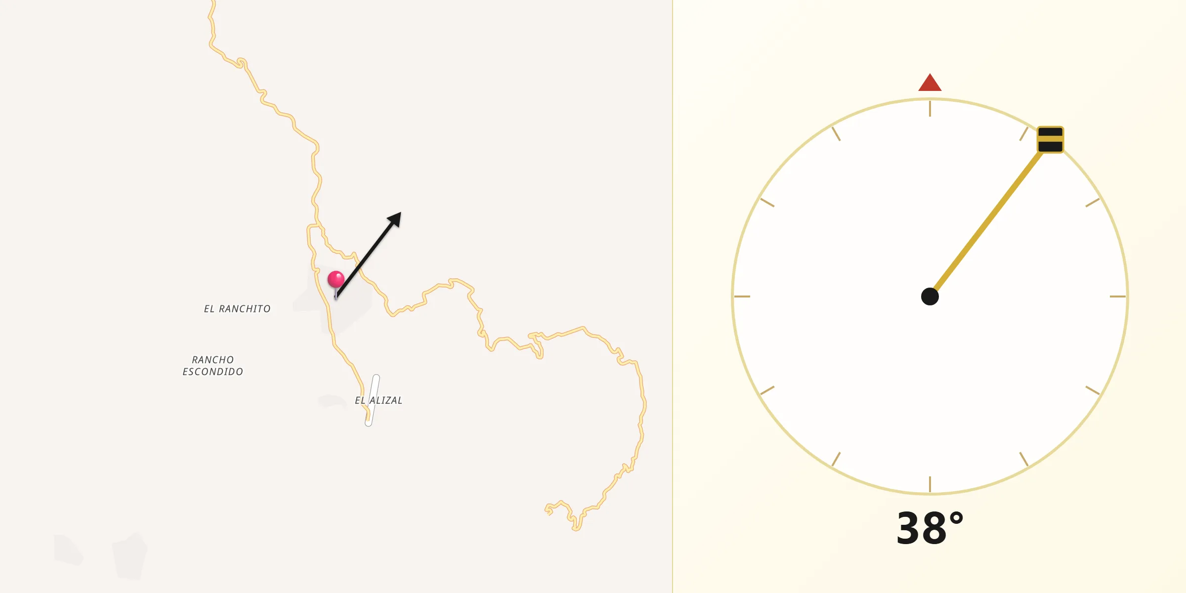 Dirección de la Qibla desde El Durazno