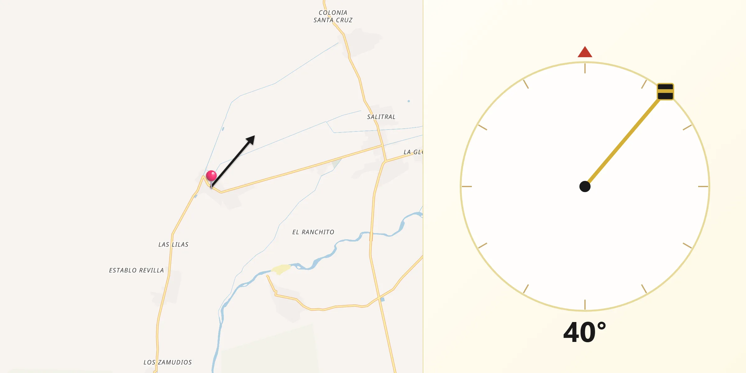 Dirección de la Qibla desde San Jacinto