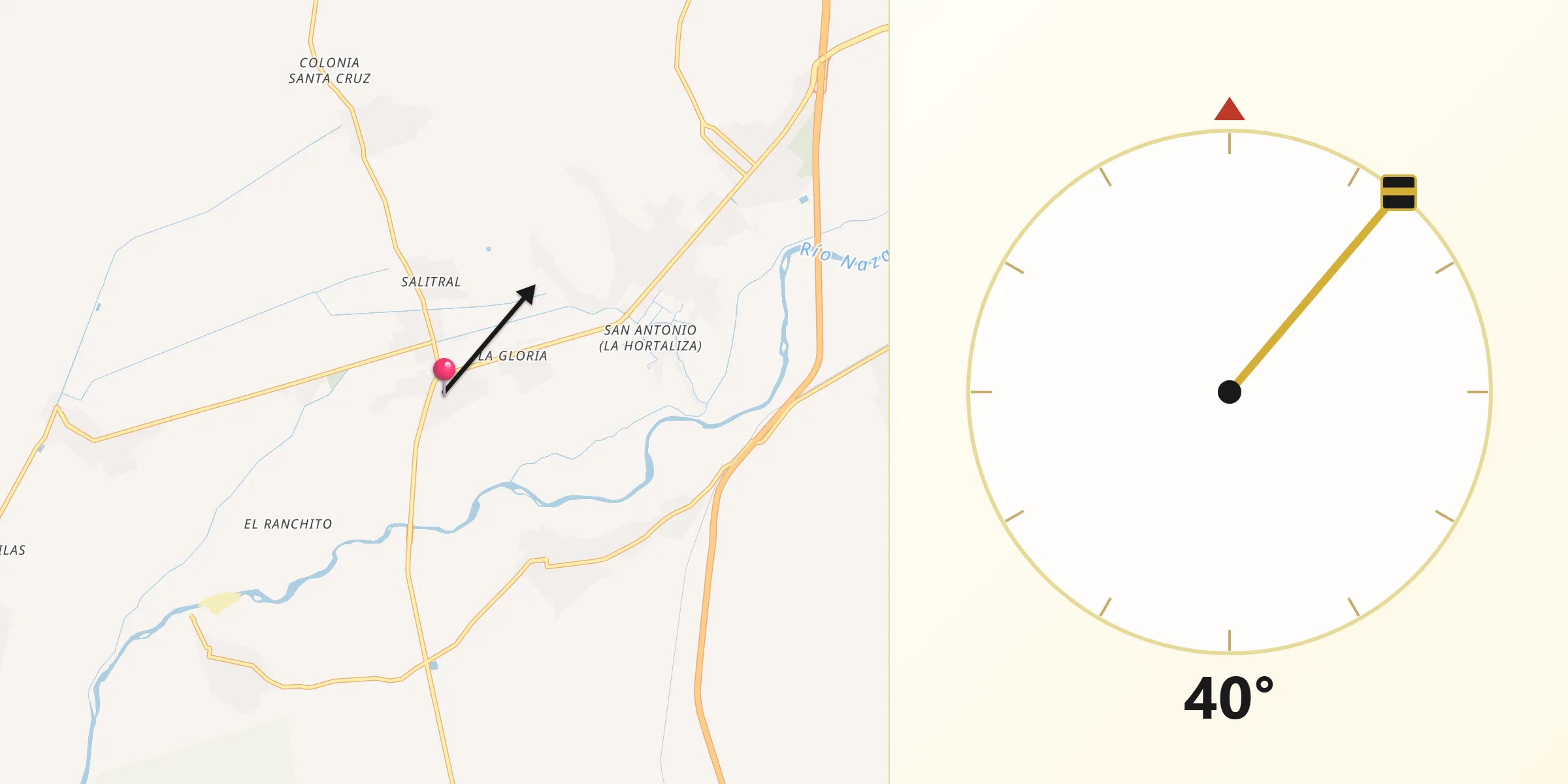 Dirección de la Qibla desde La Goma