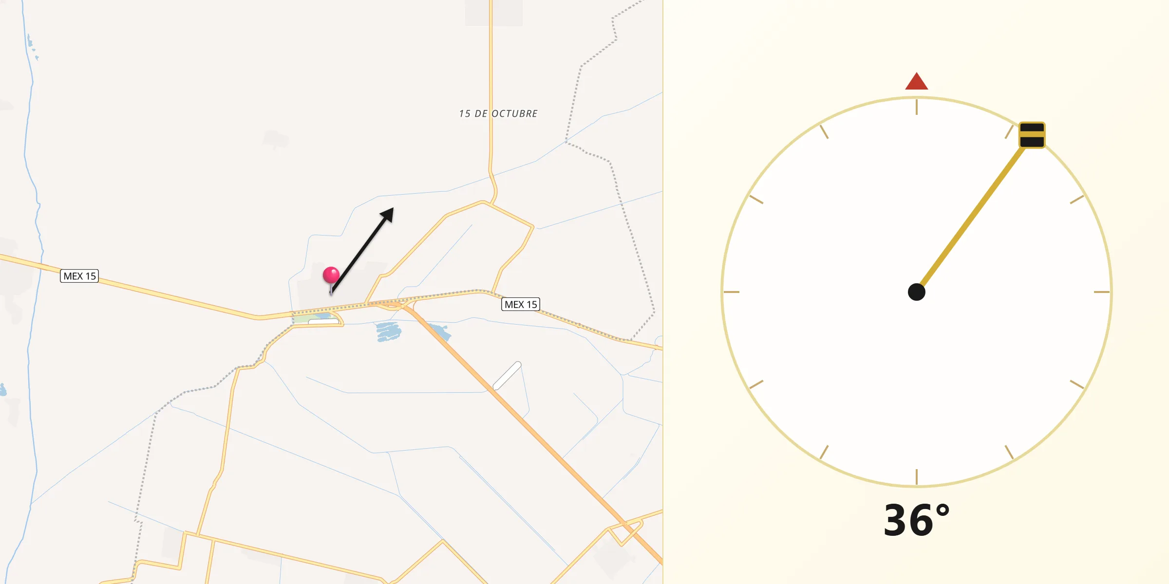 Dirección de la Qibla desde Las Brisas
