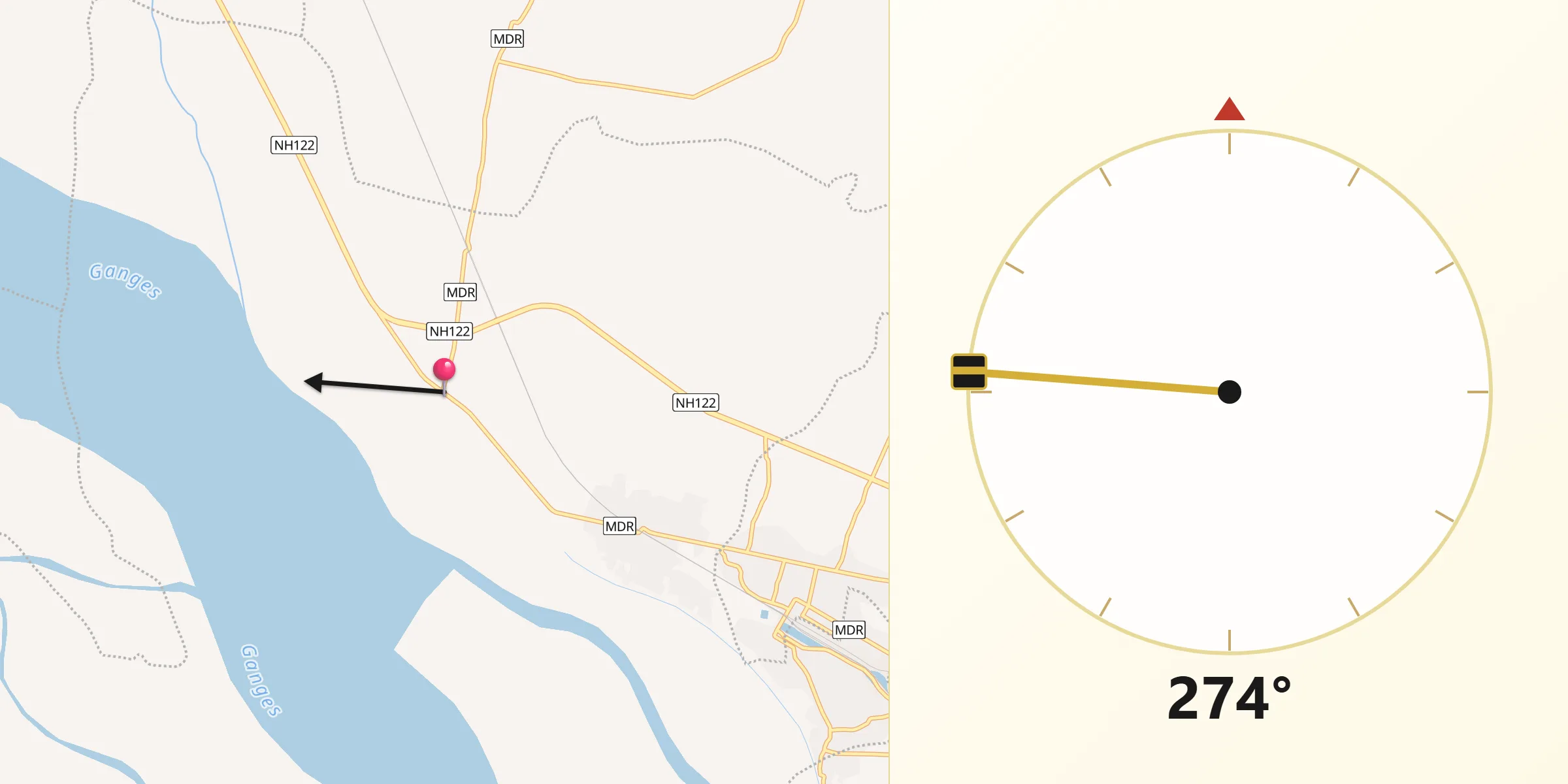 Qibla Direction from Teghra