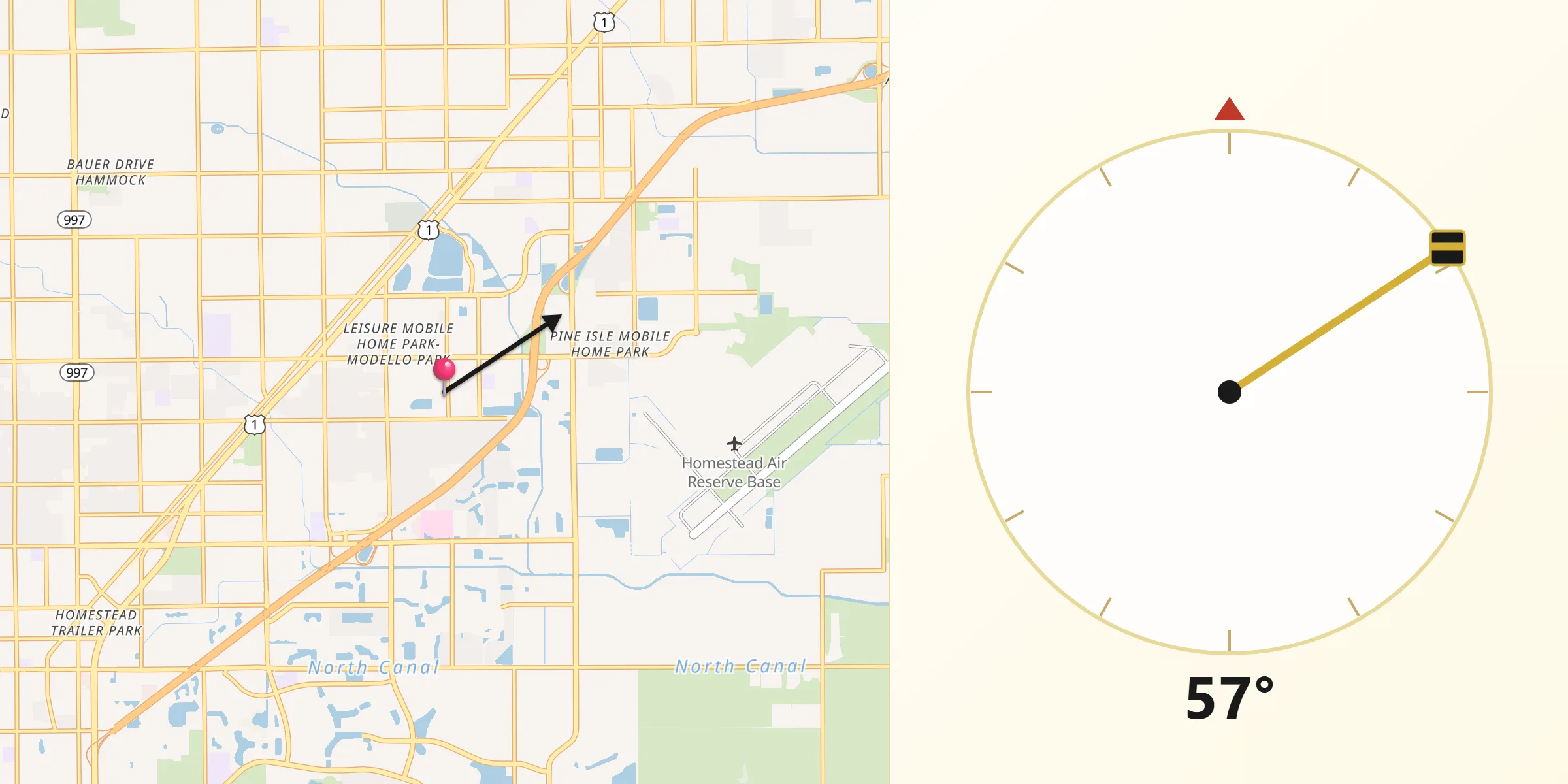 Qibla Direction from Leisure City