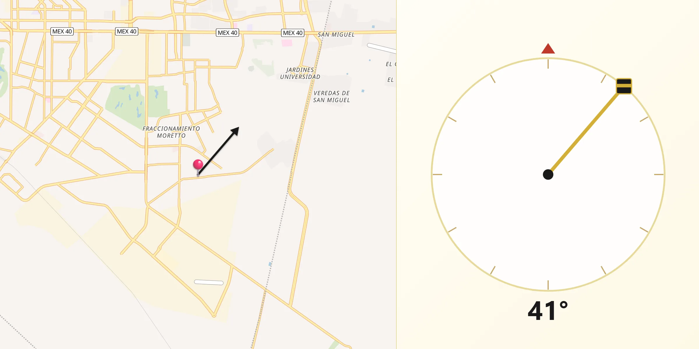 Dirección de la Qibla desde La Perla