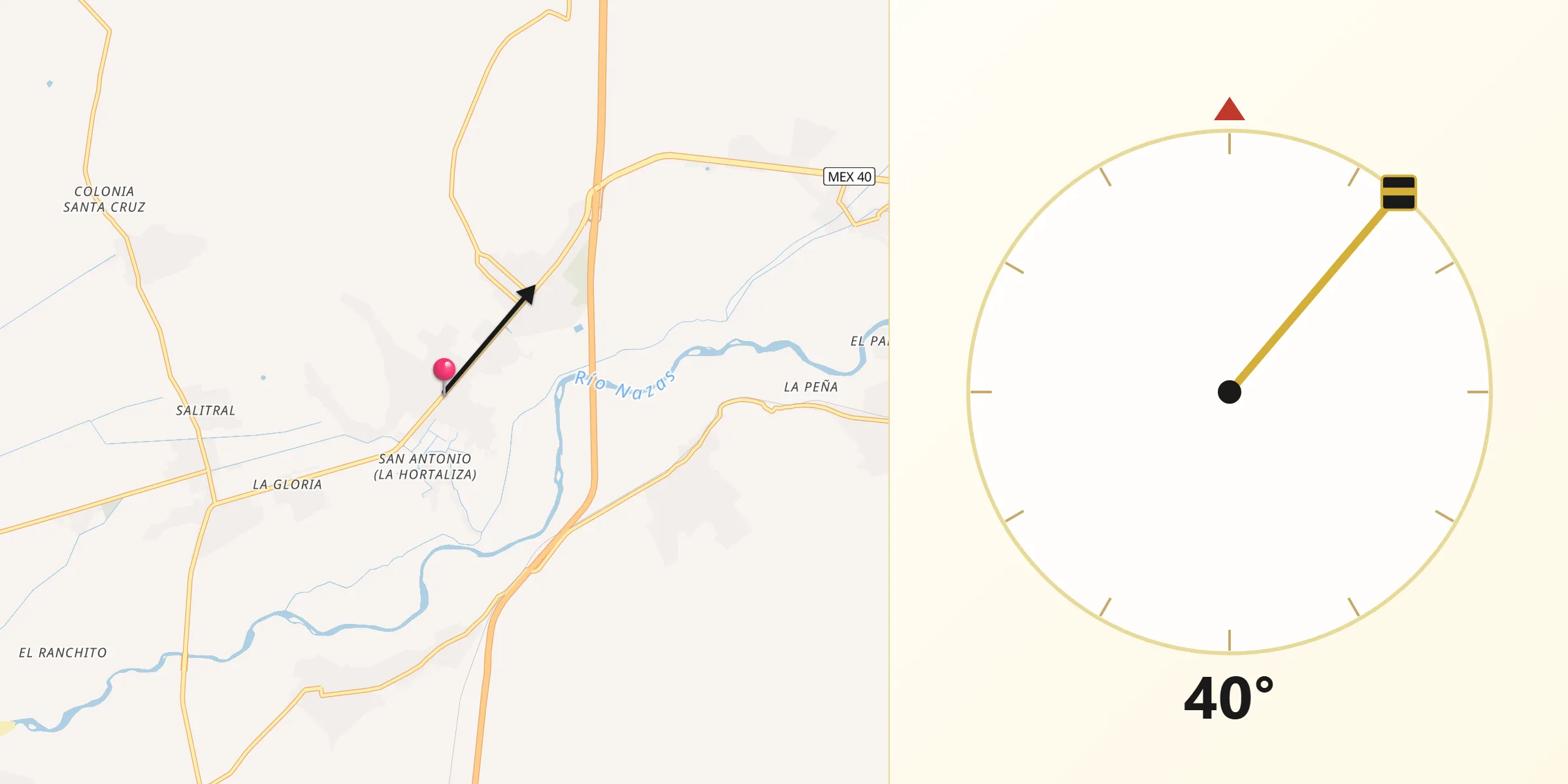 Dirección de la Qibla desde León Guzmán