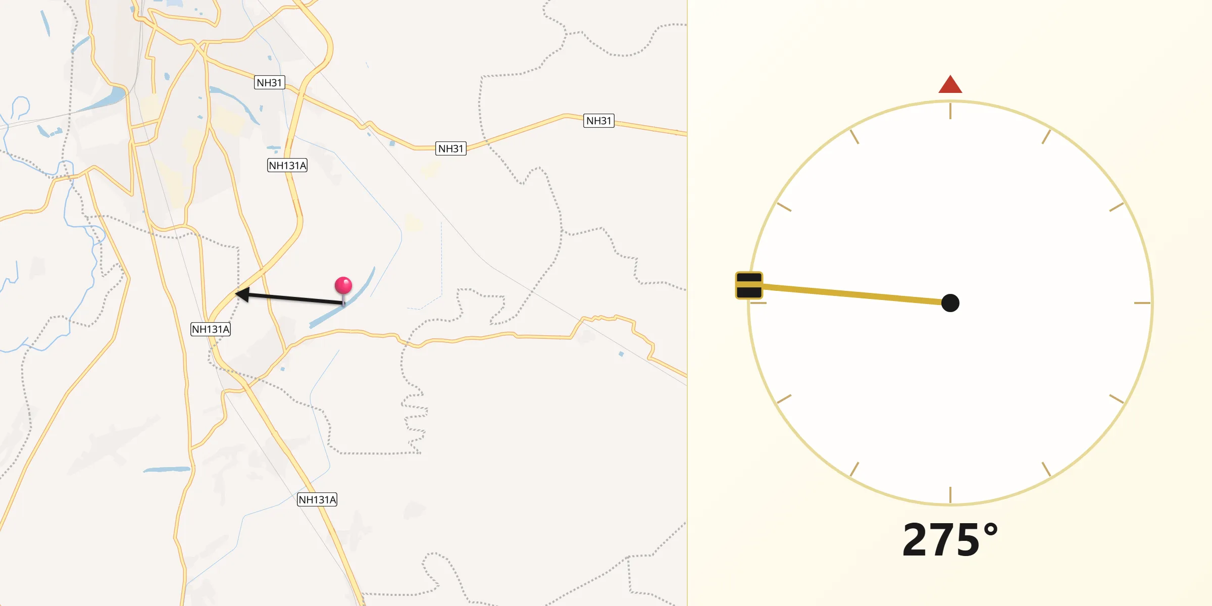 Qibla Direction from Katihar