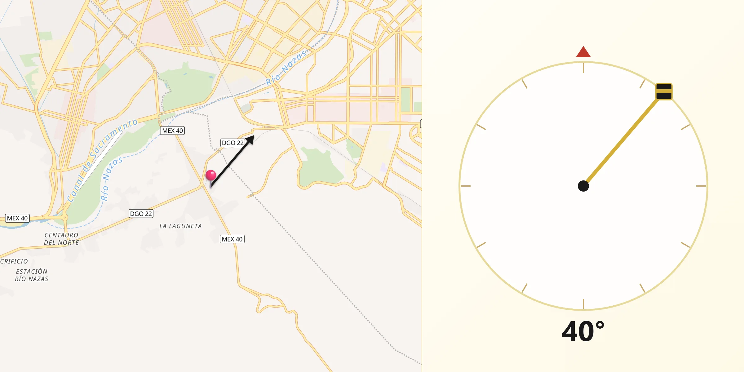 Dirección de la Qibla desde El Huarache (El Guarache)