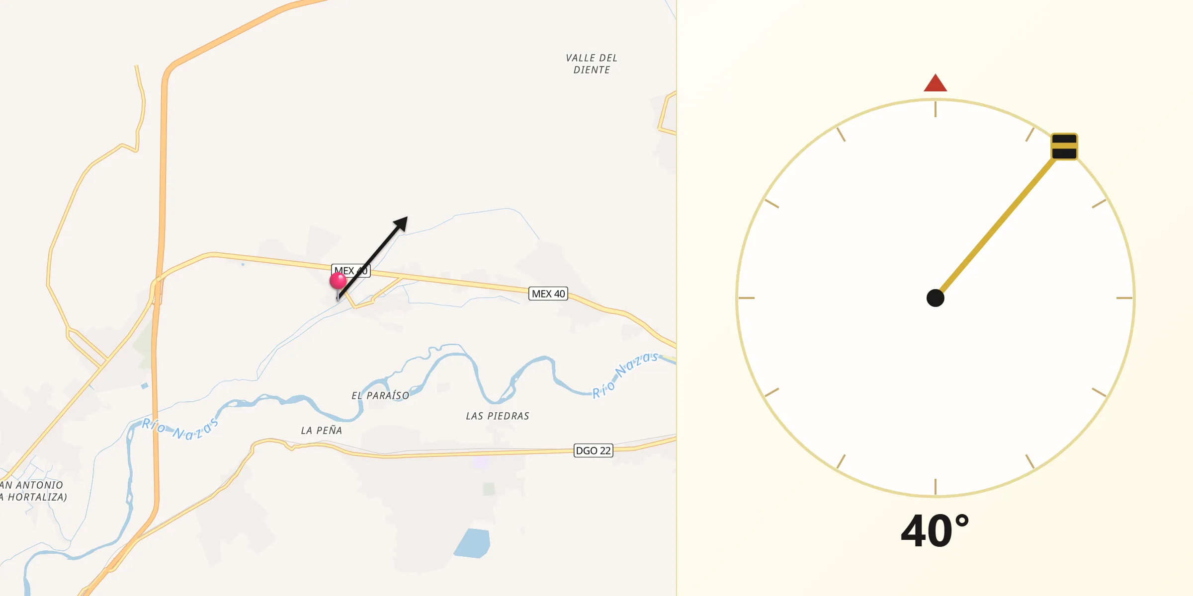 Dirección de la Qibla desde El Rayo