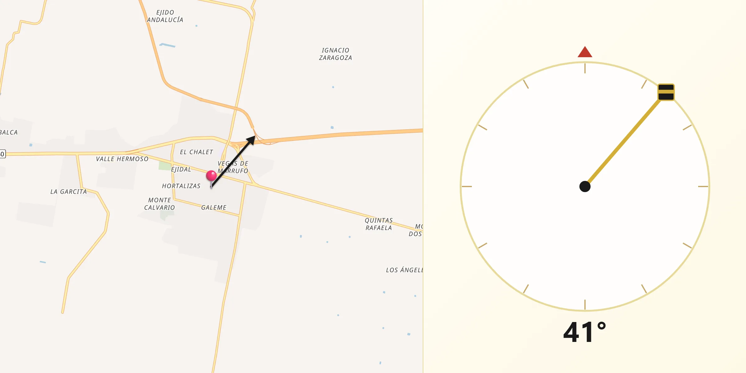 Dirección de la Qibla desde Heroica Matamoros