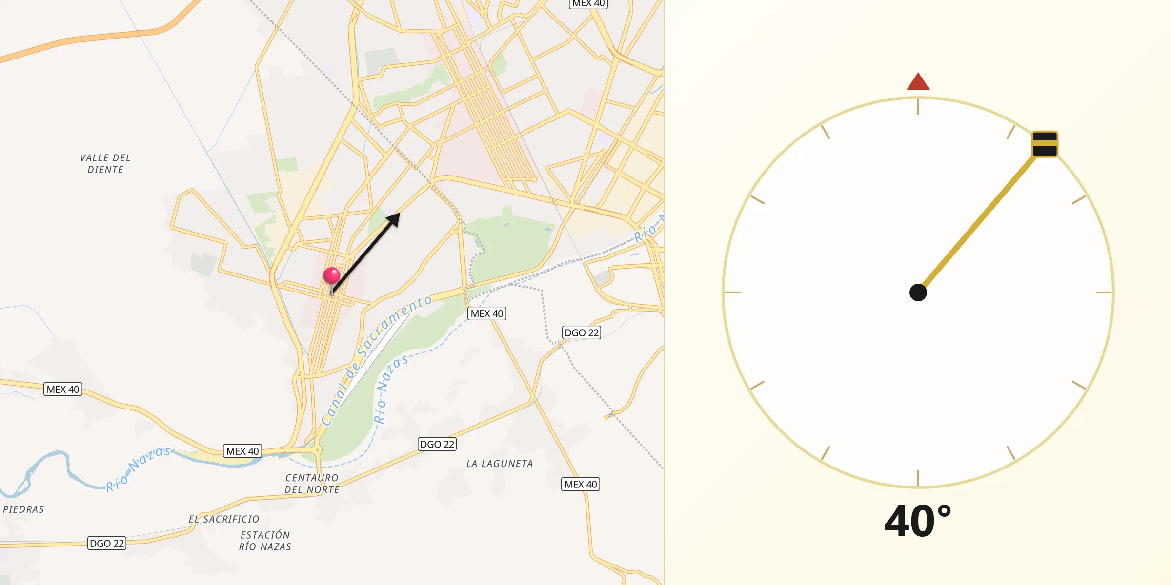 Dirección de la Qibla desde Ciudad Lerdo