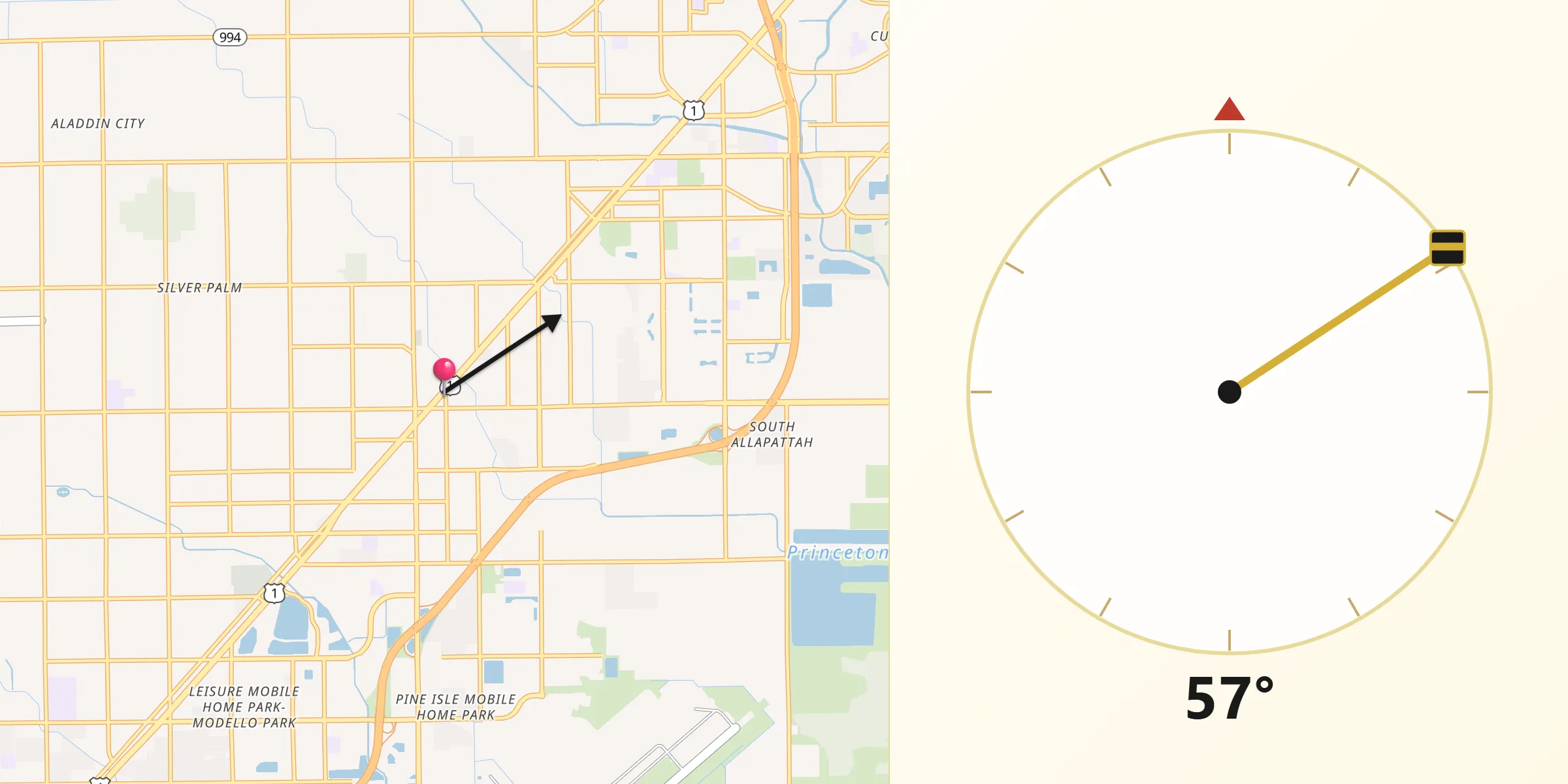Qibla Direction from Princeton