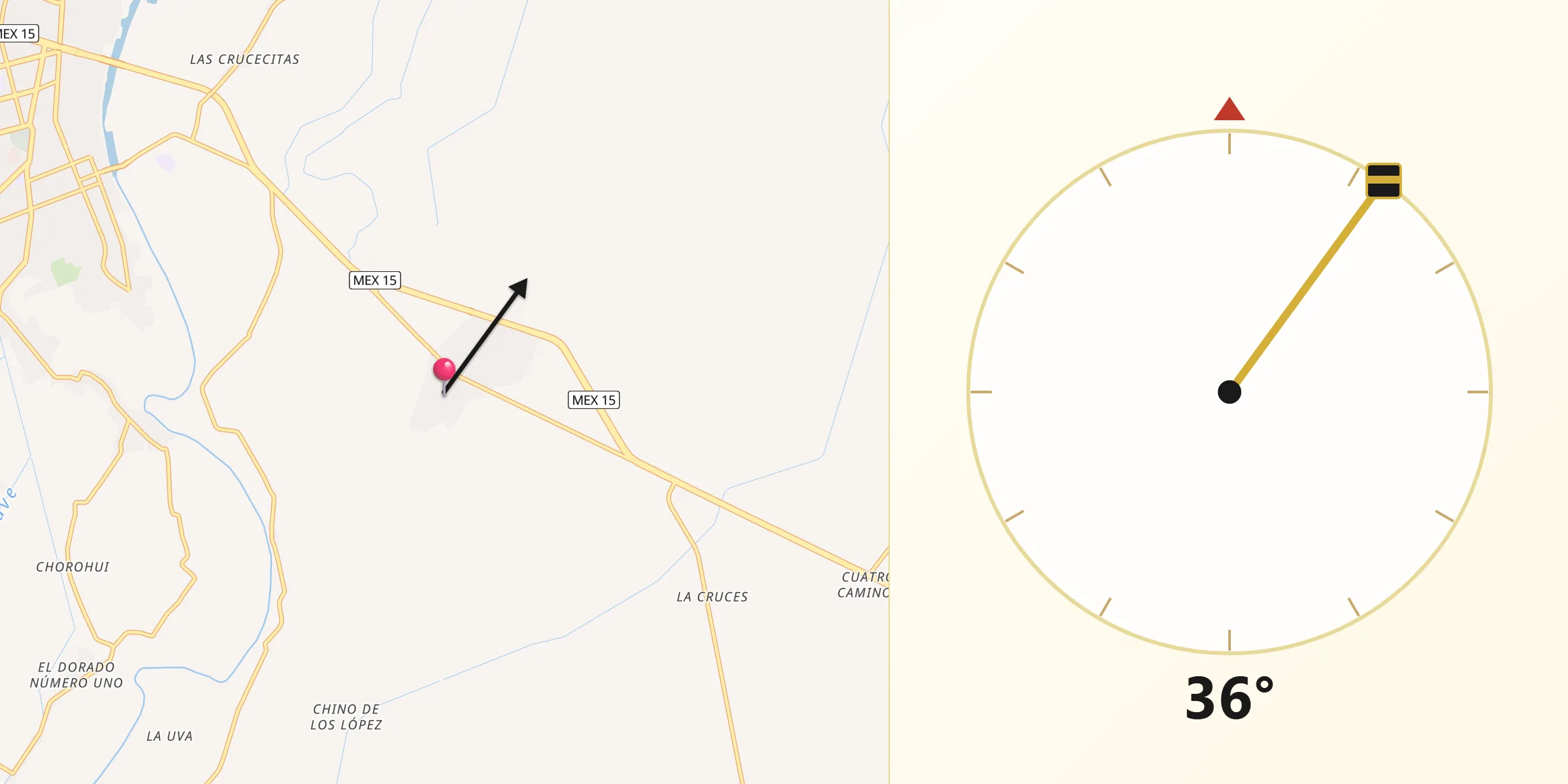 Dirección de la Qibla desde El Burrión
