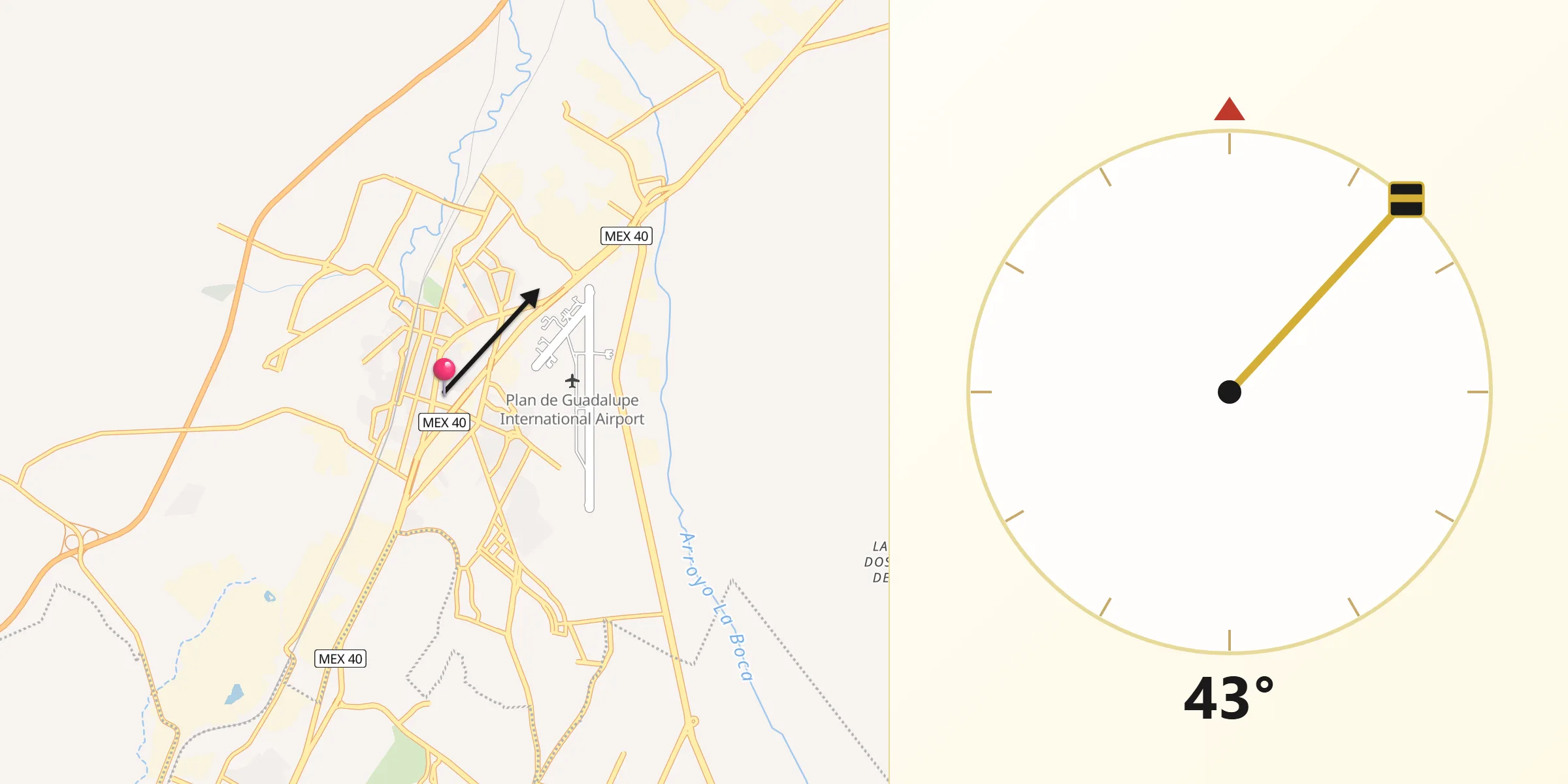 Dirección de la Qibla desde Ramos Arizpe