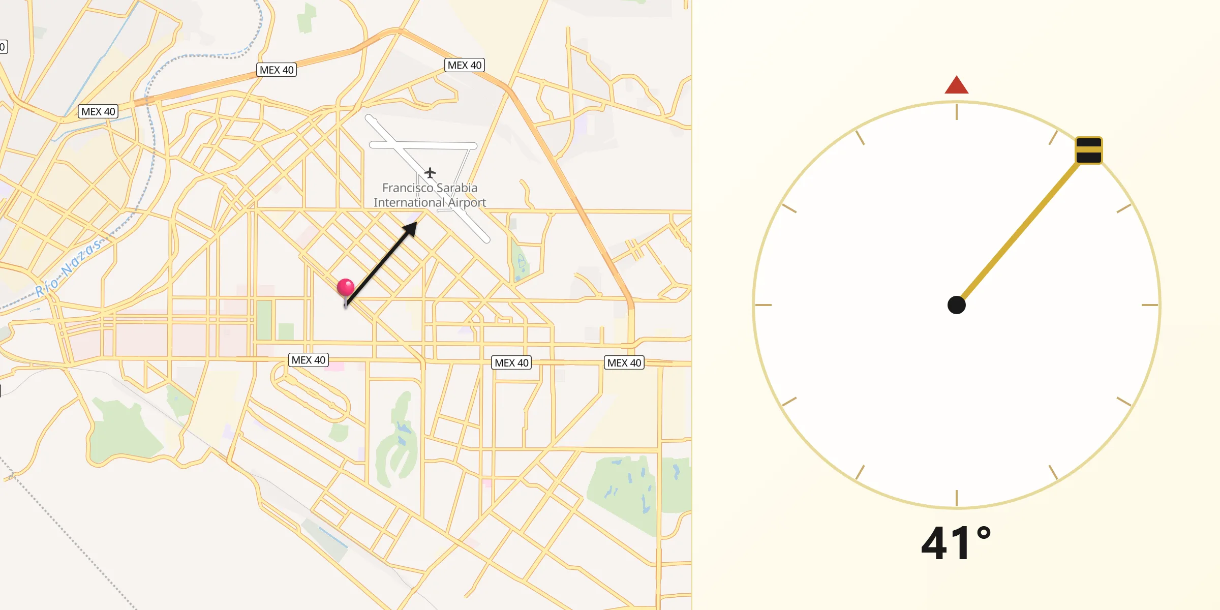 Dirección de la Qibla desde Torreón