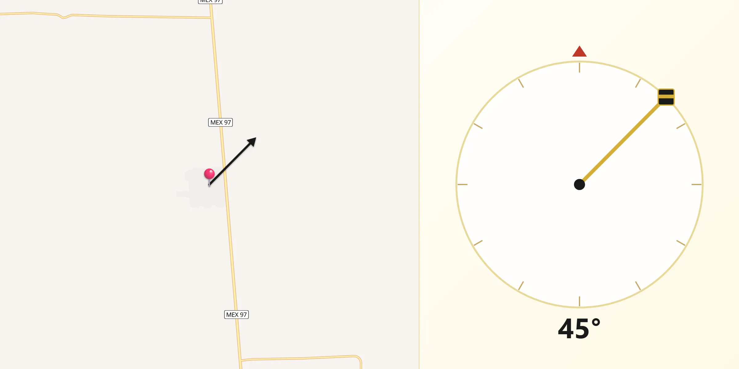 Dirección de la Qibla desde Alfredo V. Bonfil