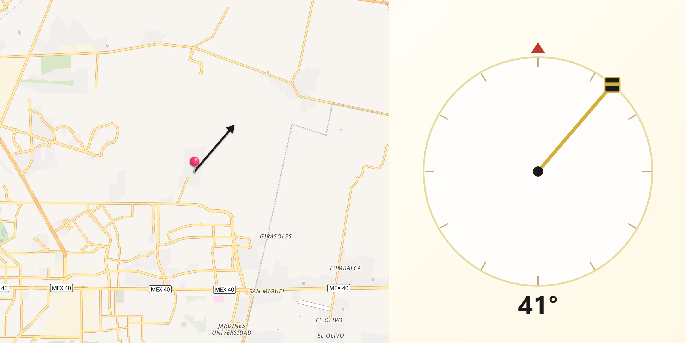 Dirección de la Qibla desde Santa Fé