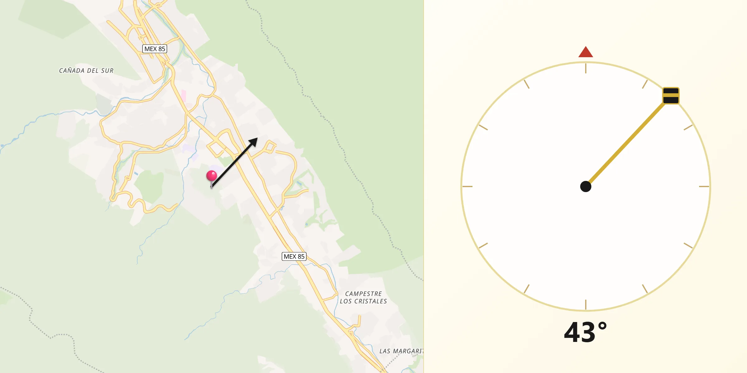 Dirección de la Qibla desde Valle Alto