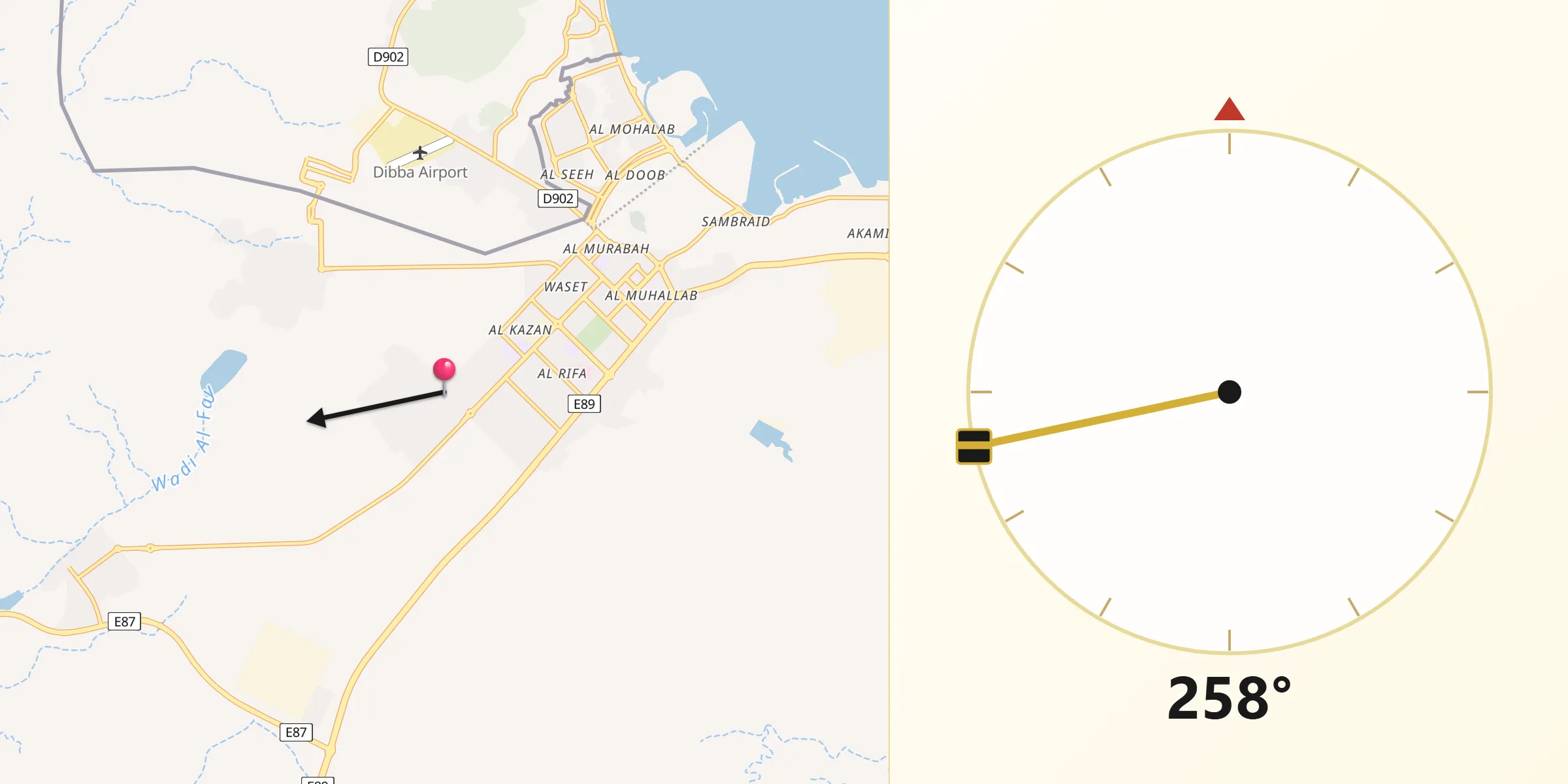 اتجاه القبلة من دبا الفجيرة