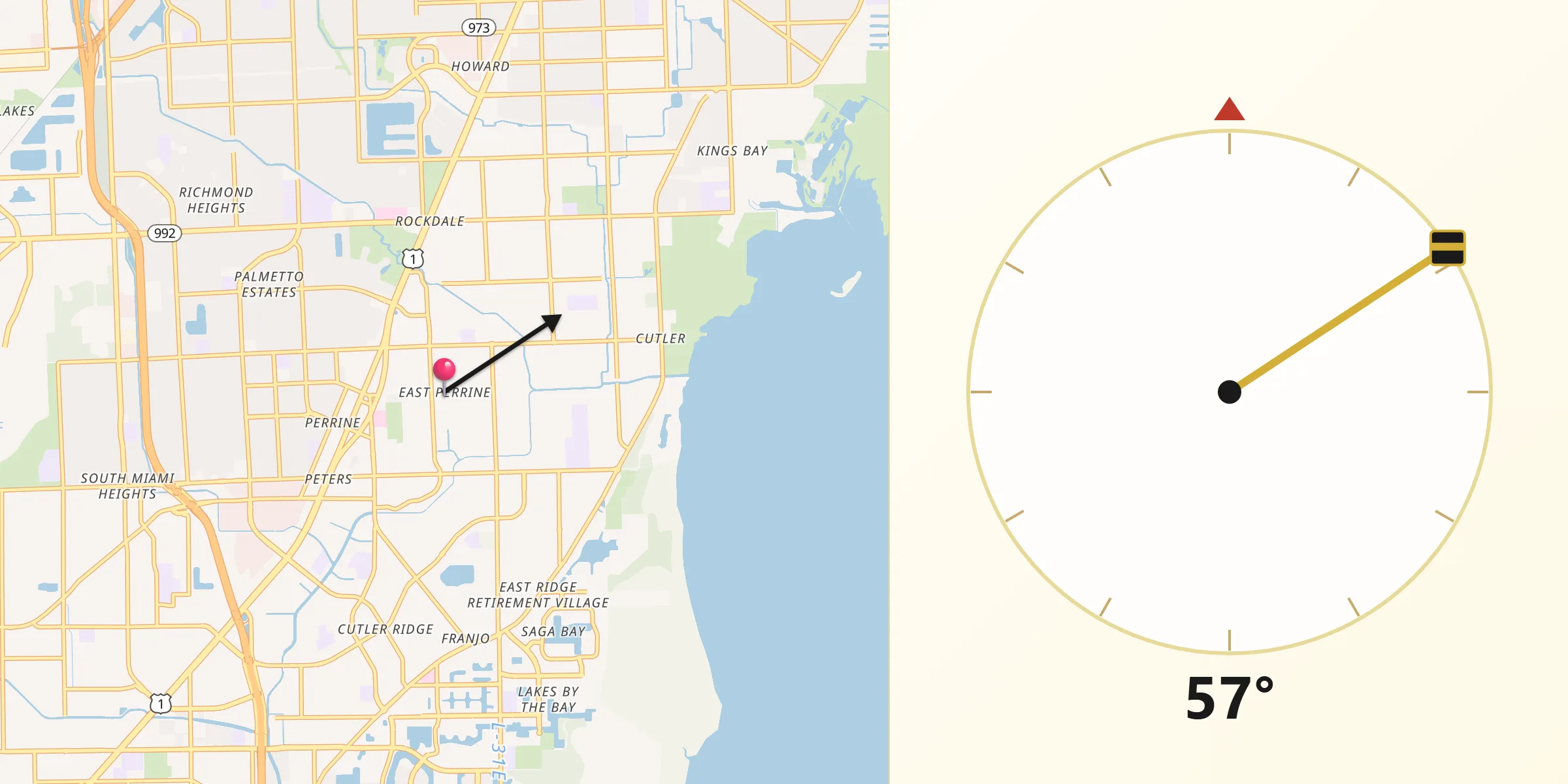 Qibla Direction from East Perrine