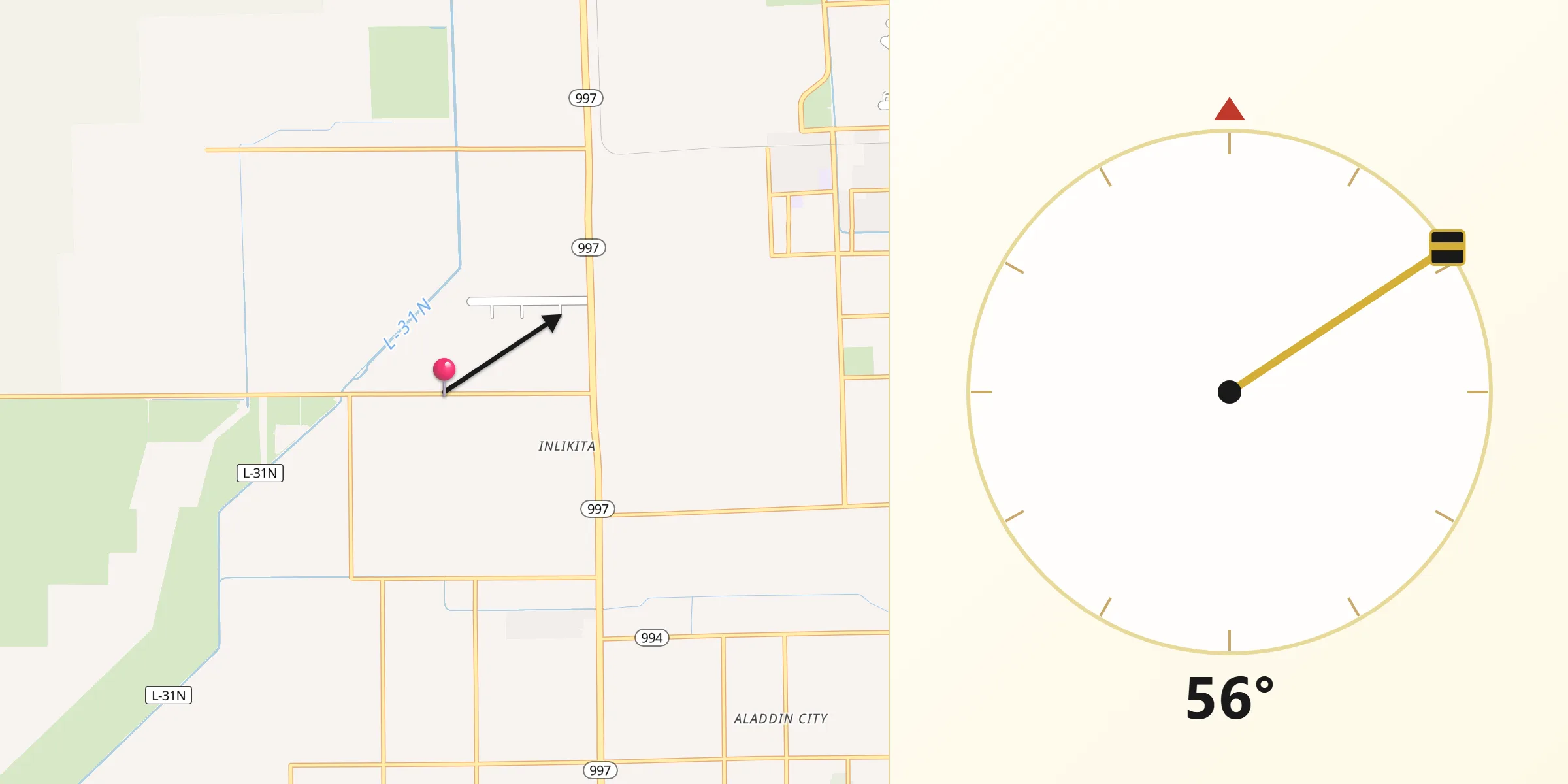 Qibla Direction from Miami-Dade
